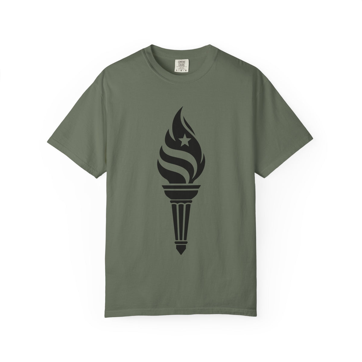 Liberty Torch T-Shirt — Patriotic Flame Tee with Star Emblem