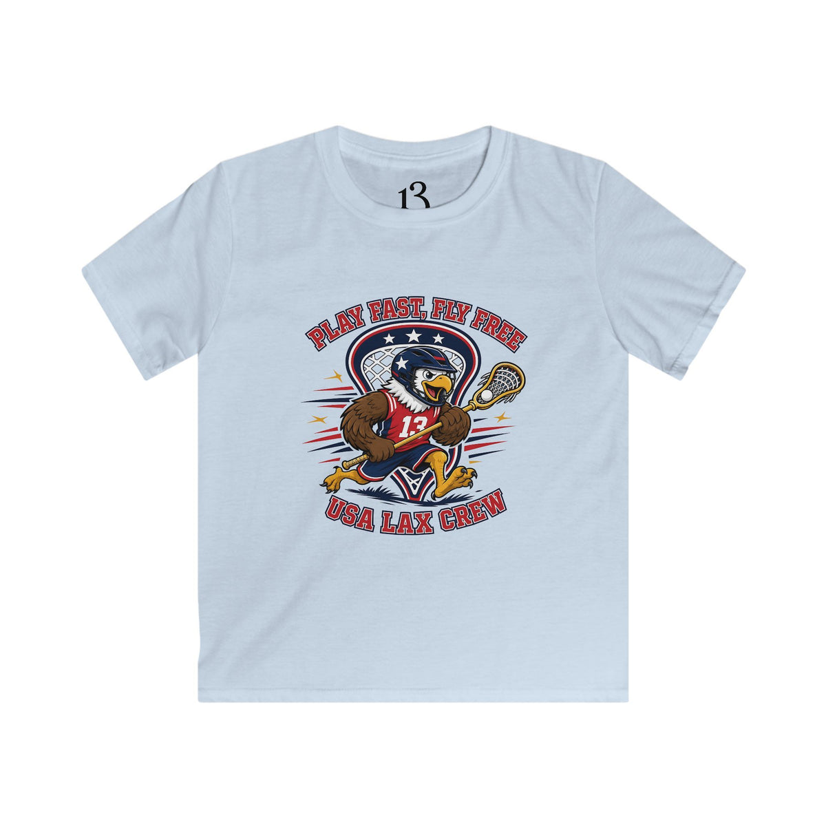 Kids Lacrosse Tee - 'Play Fast, Hit Hard' Eagle Lacrosse Graphic Shirt