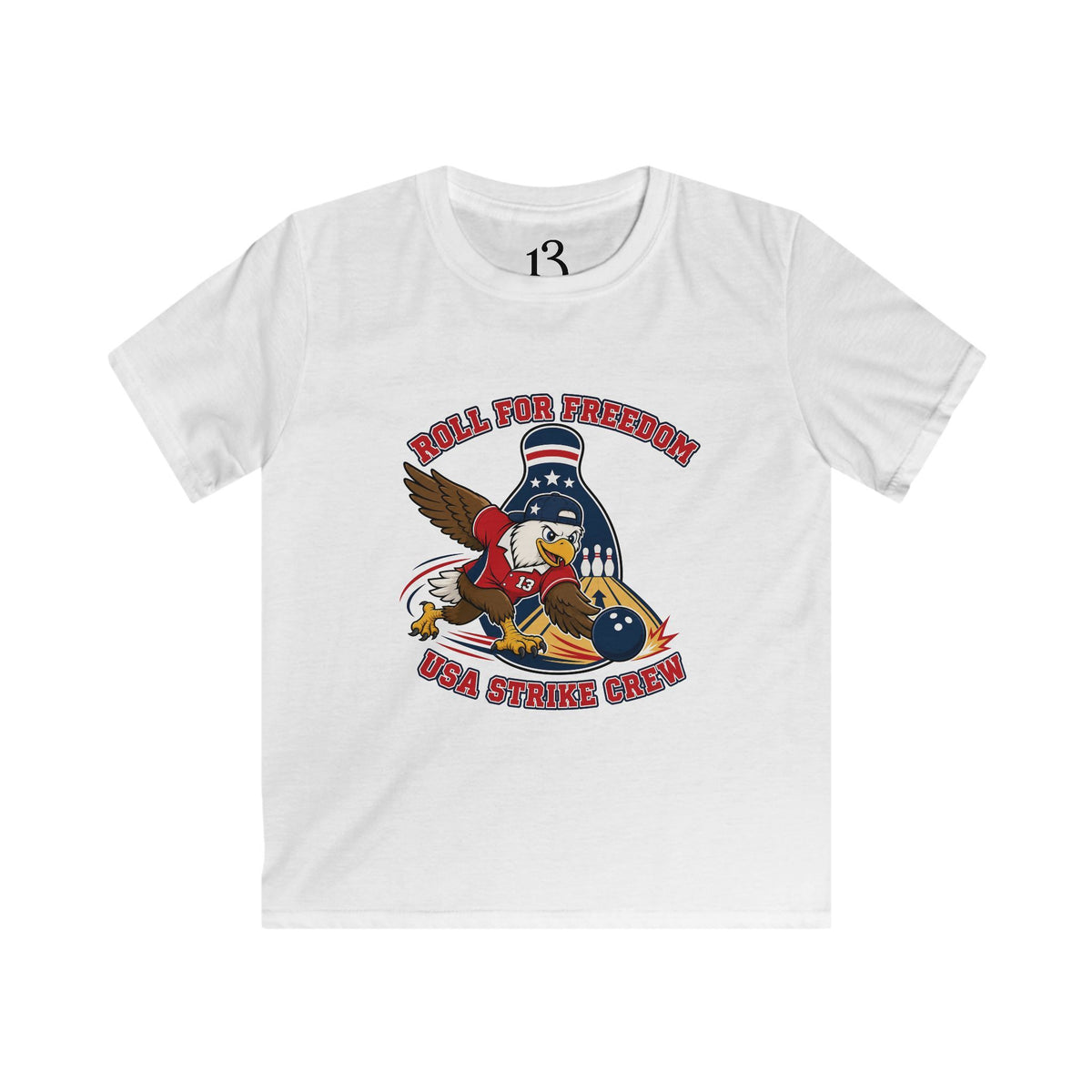 Kids Tee - Bowling Eagle “Roll For Freedom” Patriotic Graphic