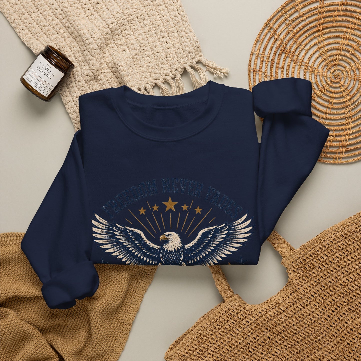 Freedom Never Fades Sweatshirt — Patriotic Eagle Crewneck