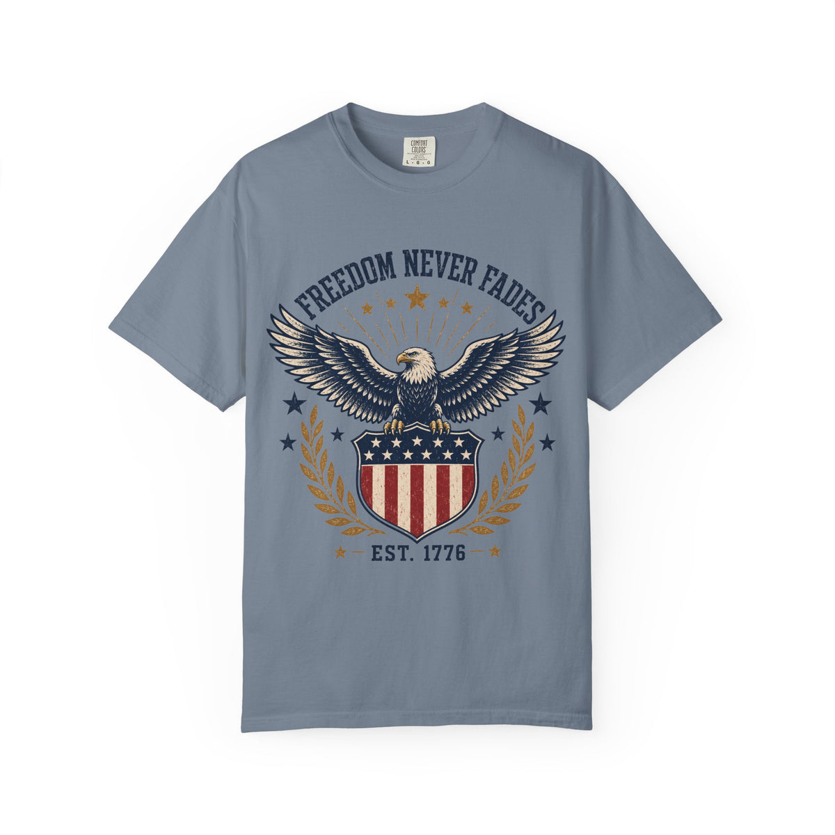 Patriotic Eagle T-Shirt — "Freedom Never Fades" (Est. 1776)