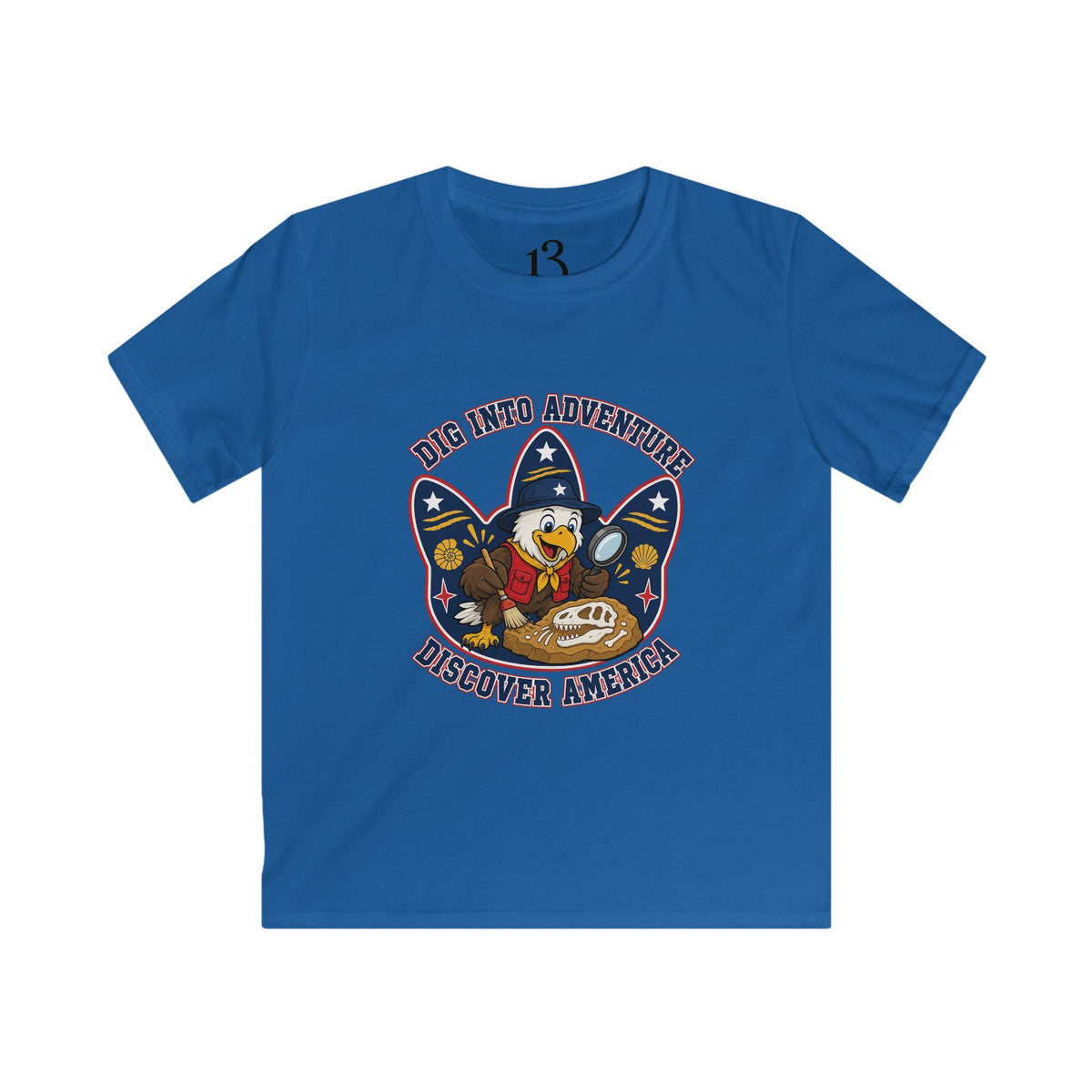 Kids T-Shirt - "Dig Into Adventure: Discover America" Patriotic Eagle Tee
