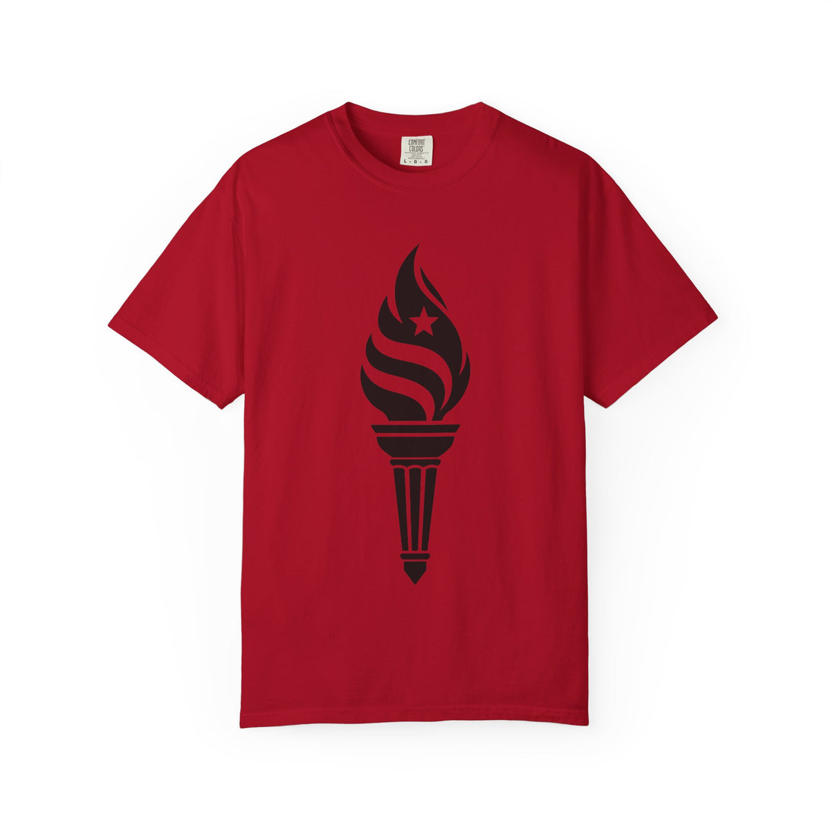 Liberty Torch T-Shirt — Patriotic Flame Tee with Star Emblem