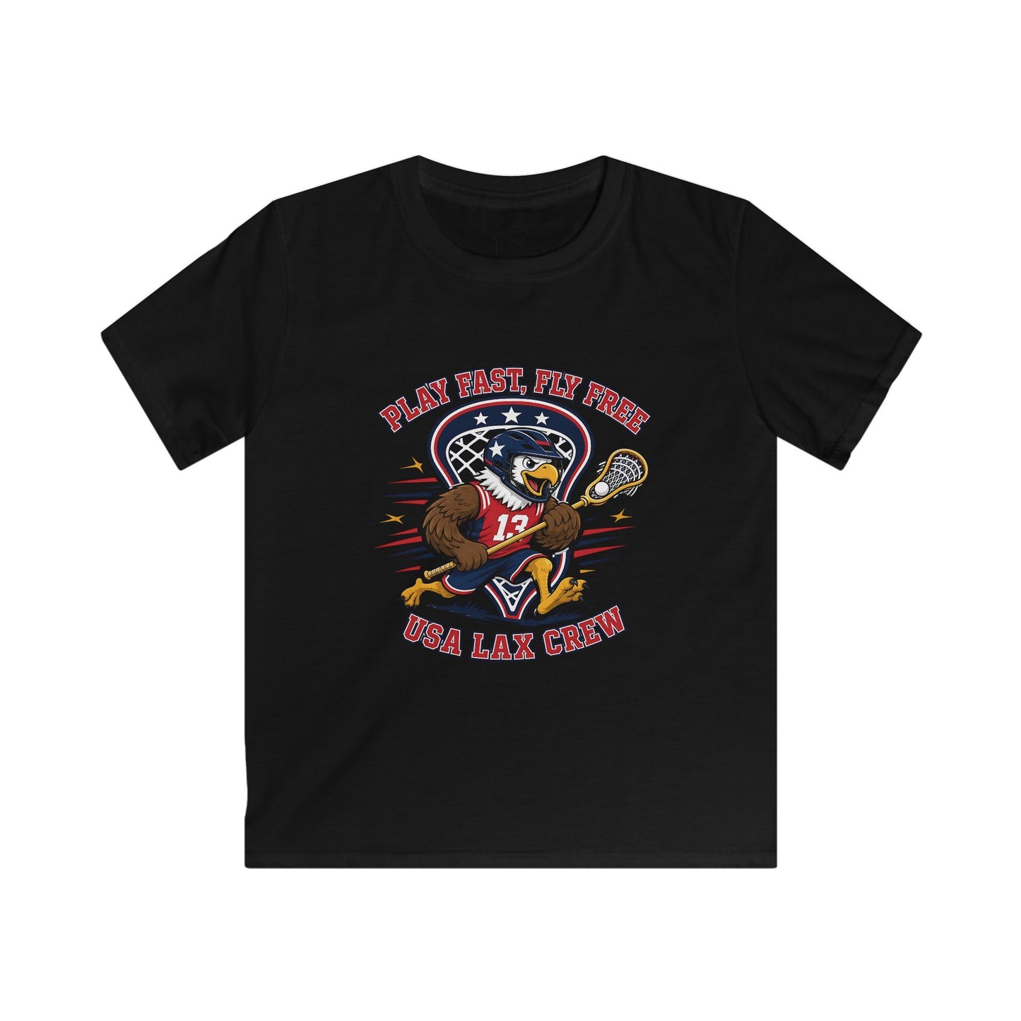 Kids Lacrosse Tee - 'Play Fast, Hit Hard' Eagle Lacrosse Graphic Shirt