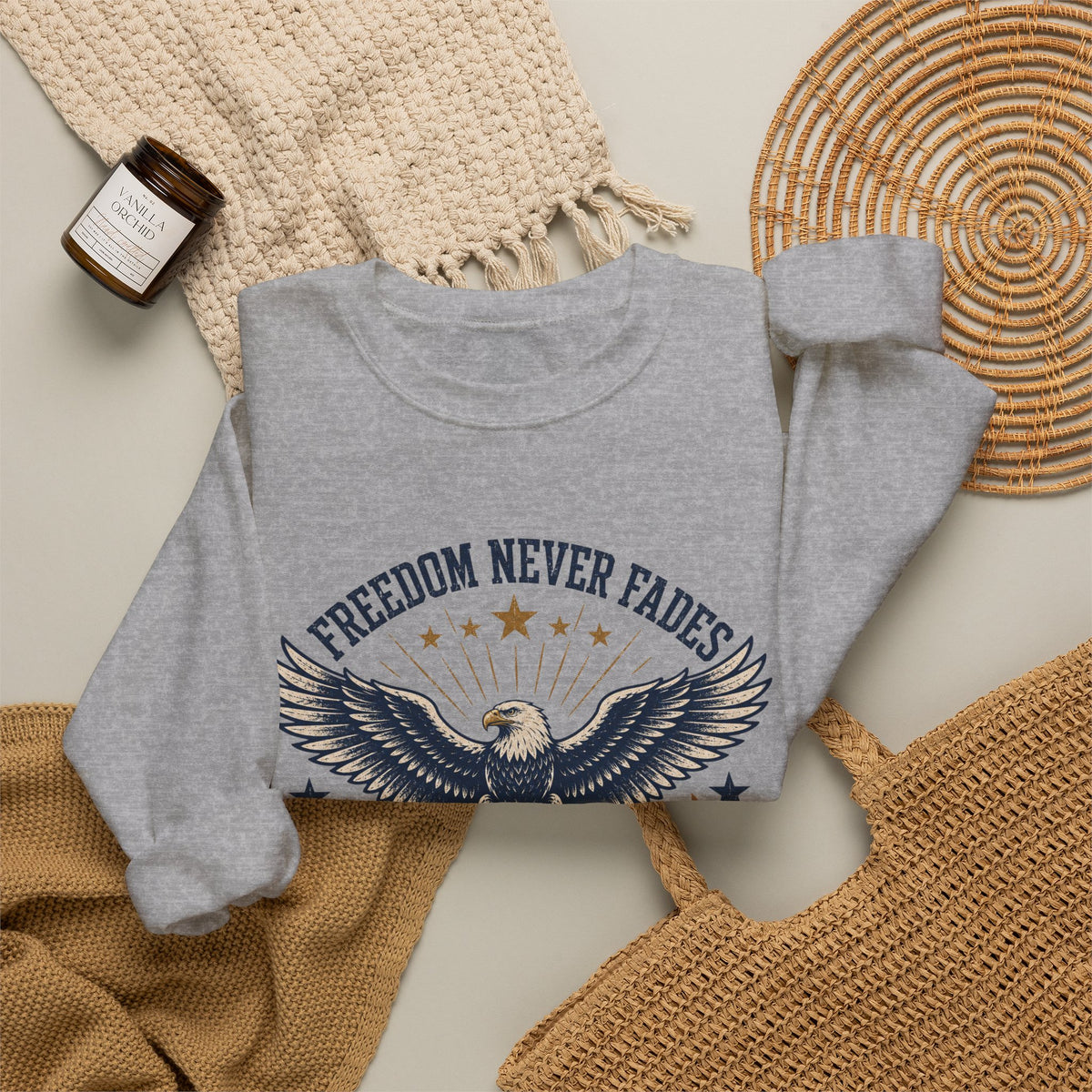 Freedom Never Fades Sweatshirt — Patriotic Eagle Crewneck
