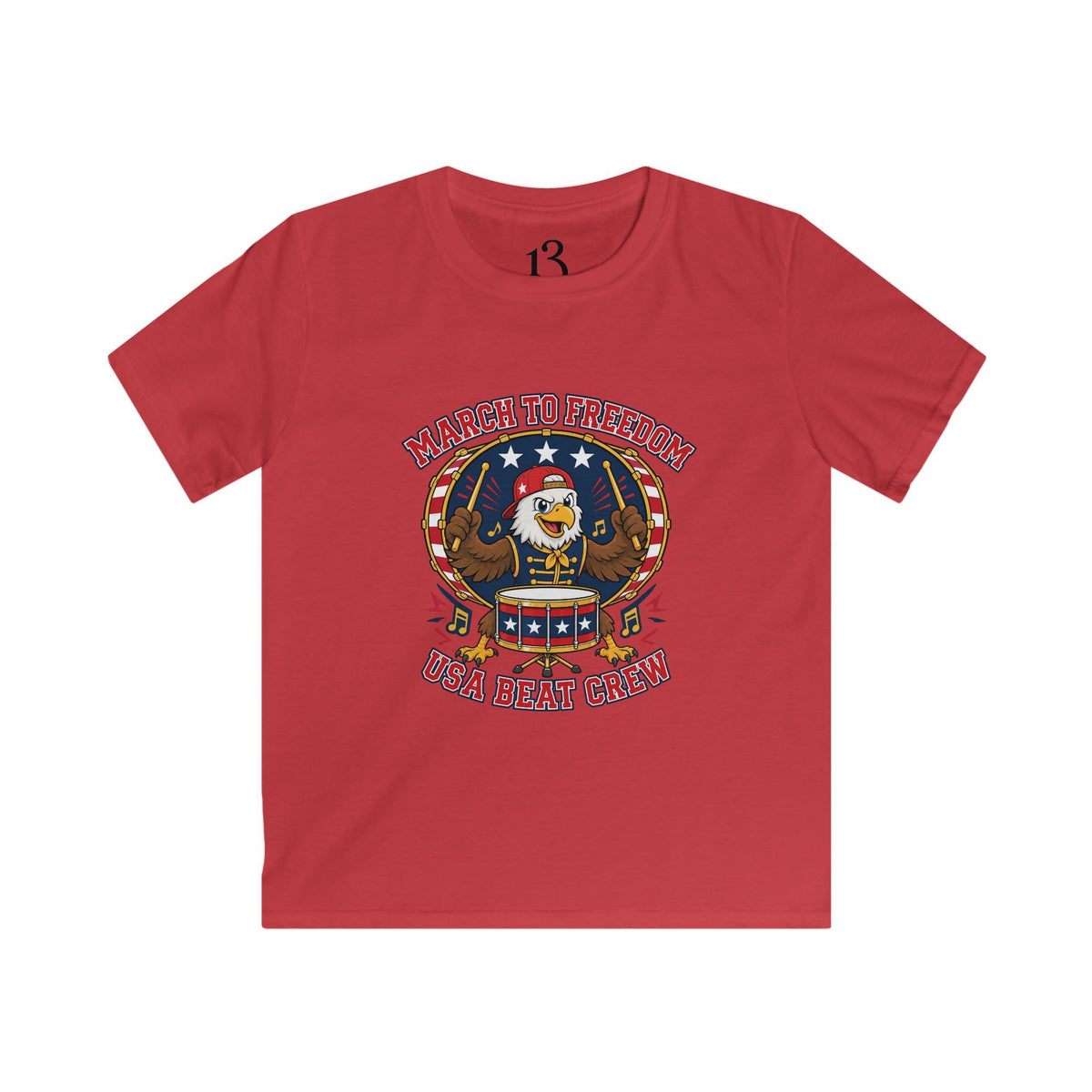 Kids Patriotic Eagle Tee - 'March to Freedom' Drumline Shirt