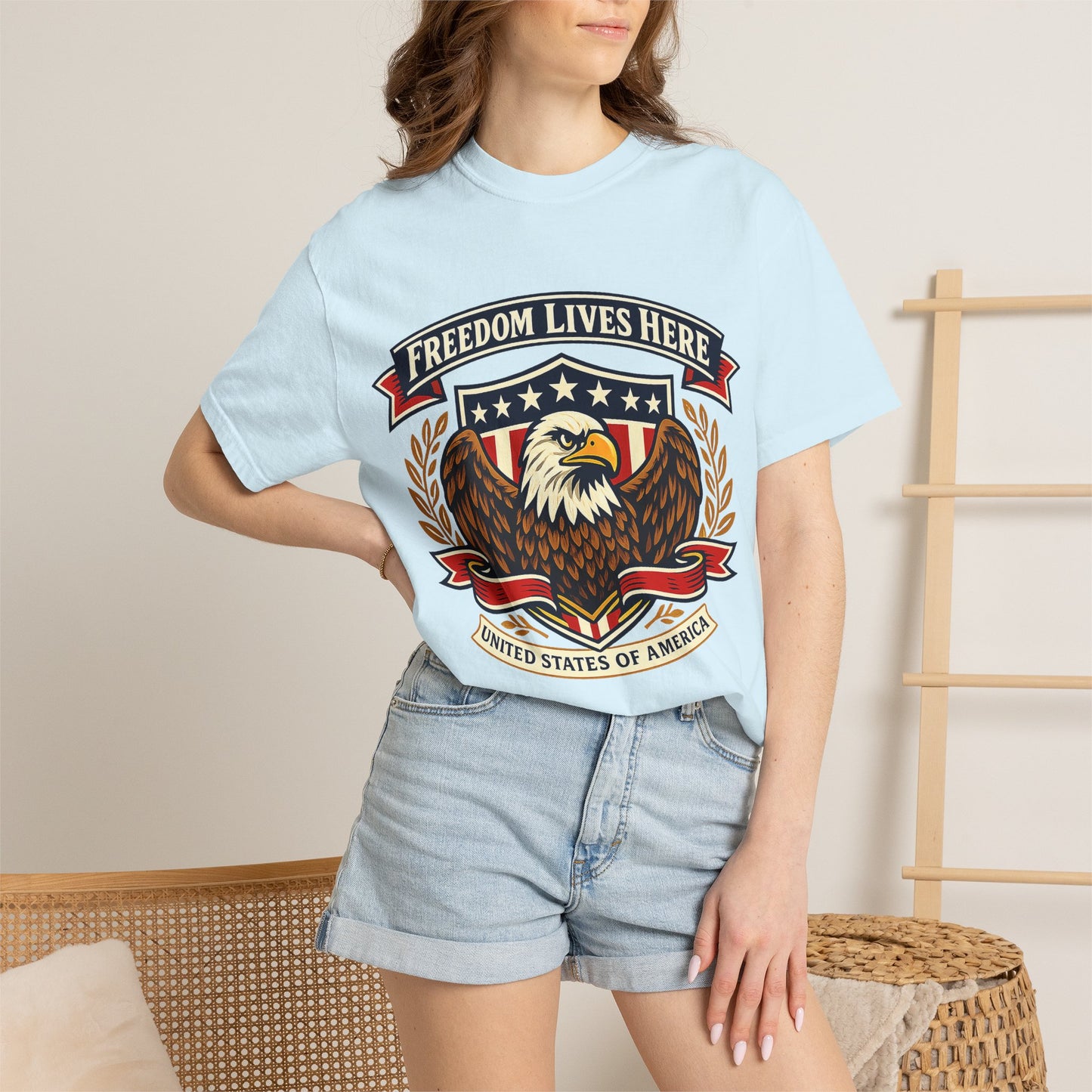 Freedom Lives Here Eagle T-Shirt — Patriotic USA Graphic Tee