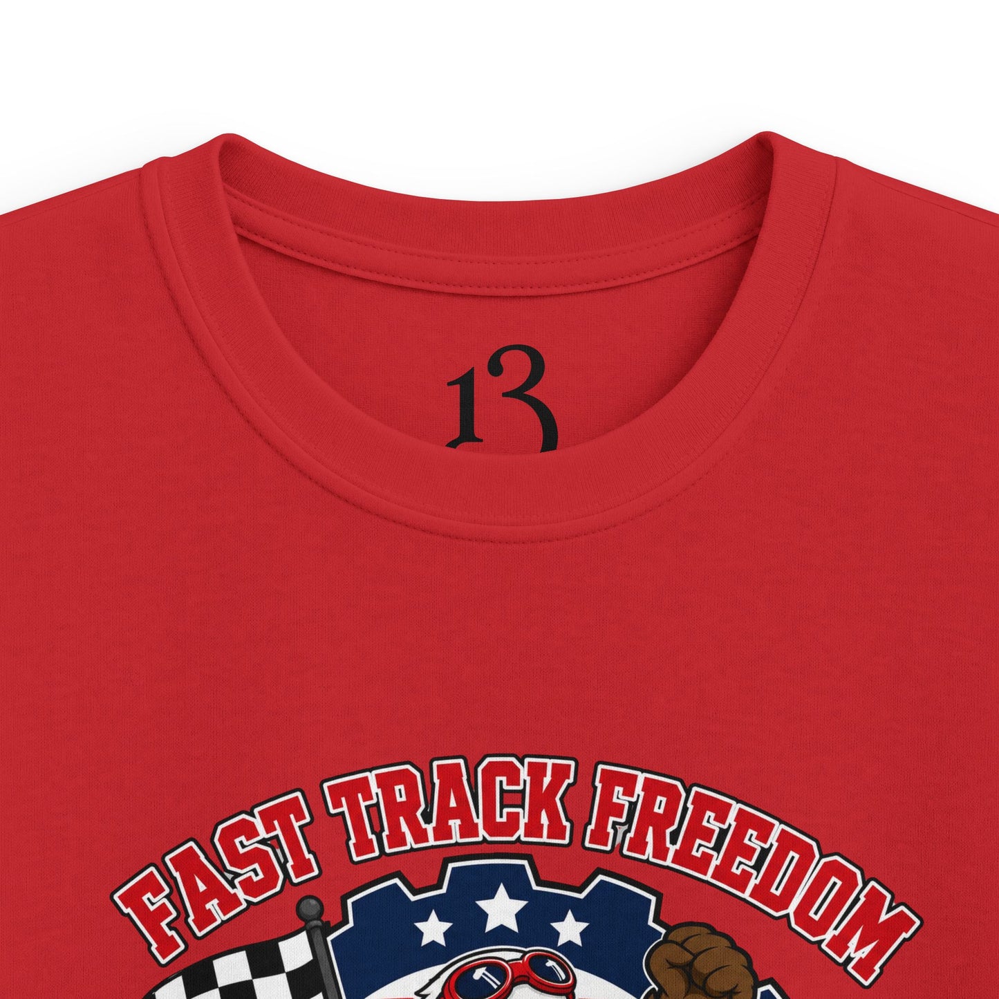 Kids Racing Tee - 'Fast Track Freedom' USA Racing Champion Graphic