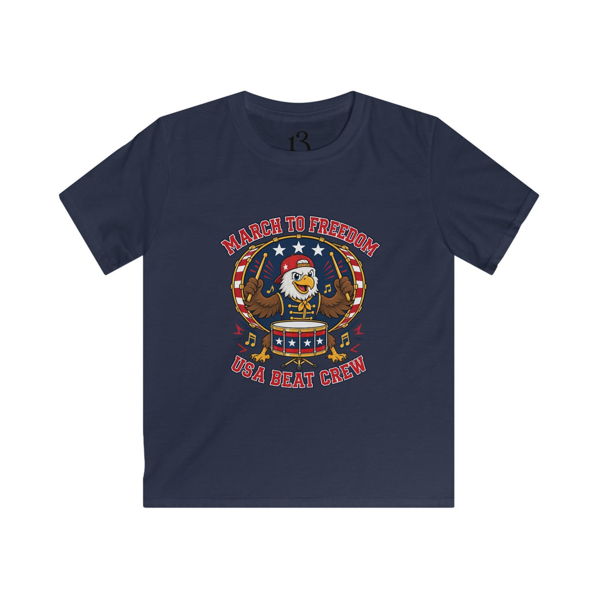 Kids Patriotic Eagle Tee - 'March to Freedom' Drumline Shirt