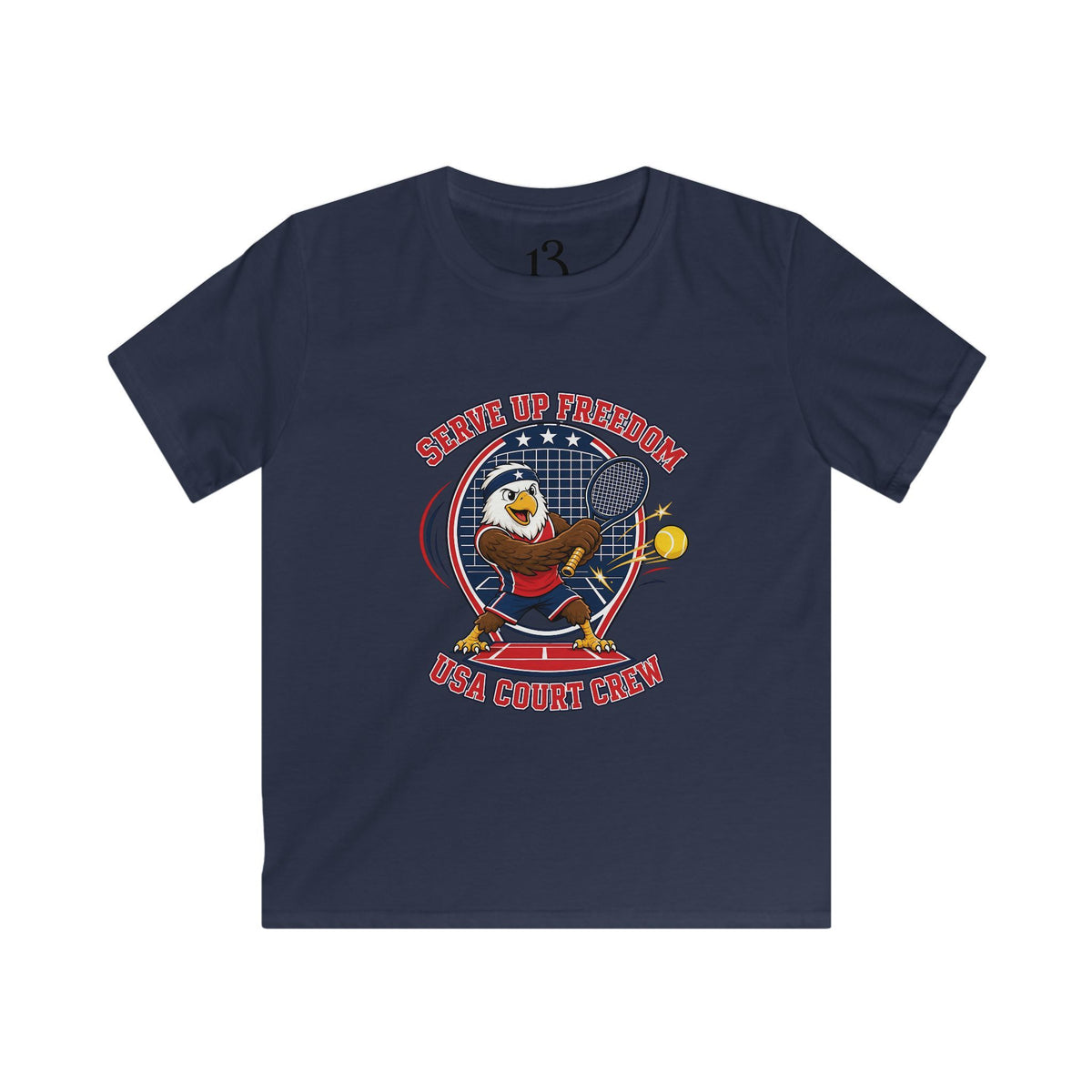 Kids Tee — 'Swing Up Freedom' Tennis Graphic Youth Shirt