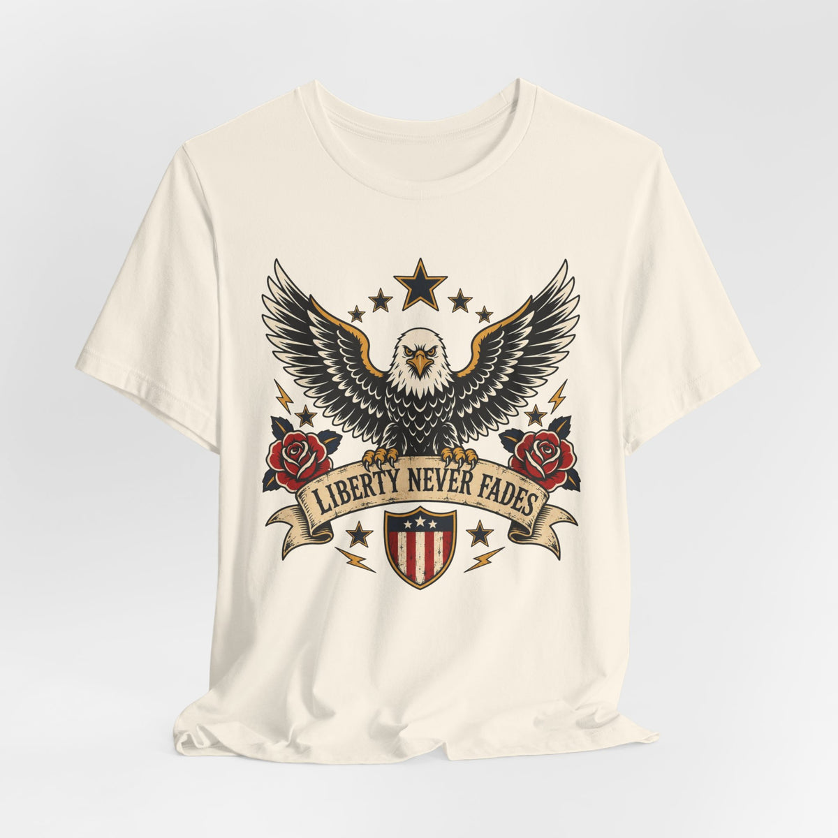 Liberty Never Fades Eagle Tee — Patriotic American Flag Shirt