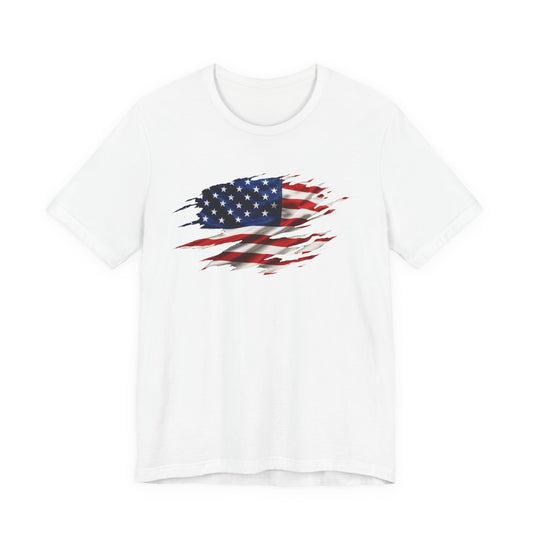 Ripped American Flag T-Shirt — Distressed USA Patriotic Tee for 4th of July