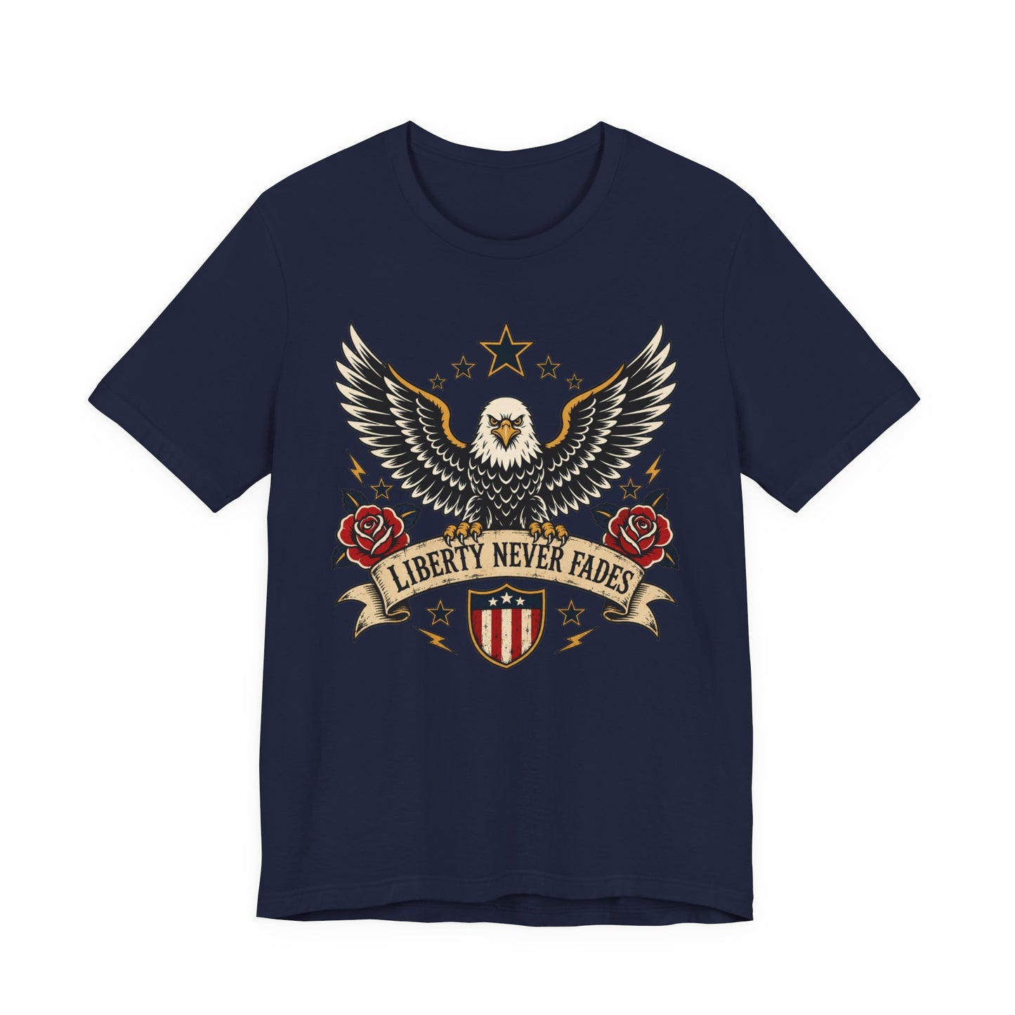 Liberty Never Fades Eagle Tee — Patriotic American Flag Shirt