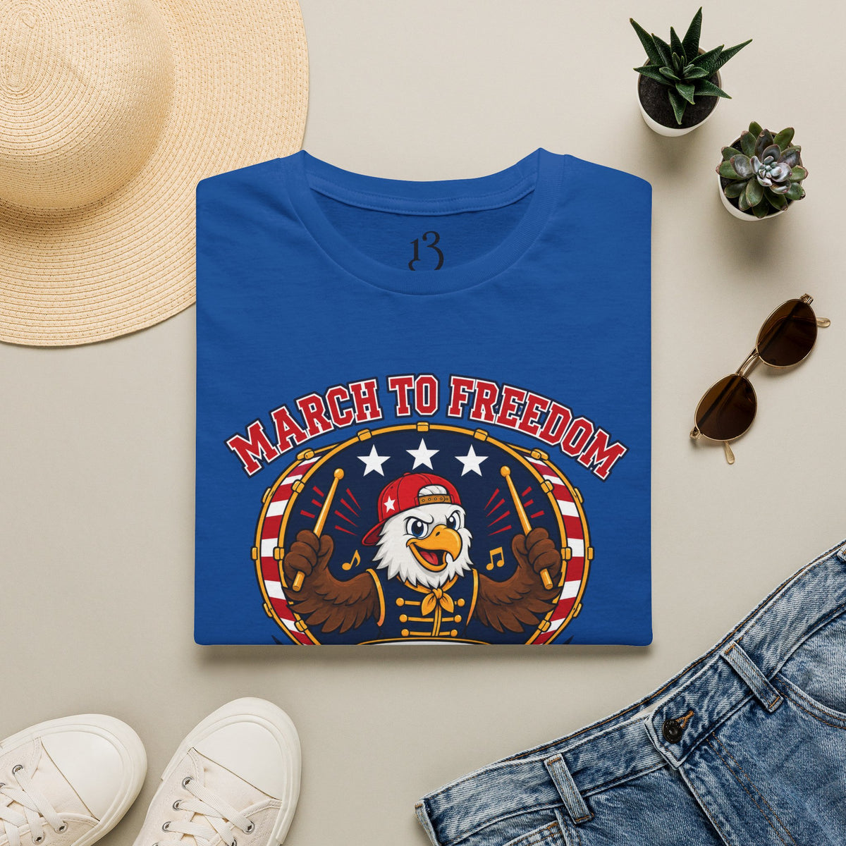 T-Shirt — "March to Freedom" Patriotic Eagle Drumline Tee