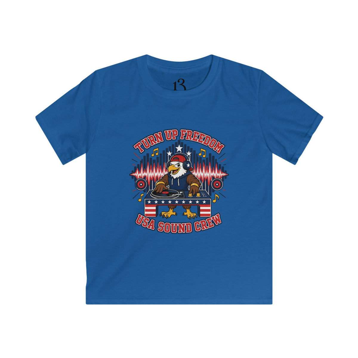 Kids Tee - "Turn Up Freedom" USA Sound Crew Patriotic Eagle Graphic