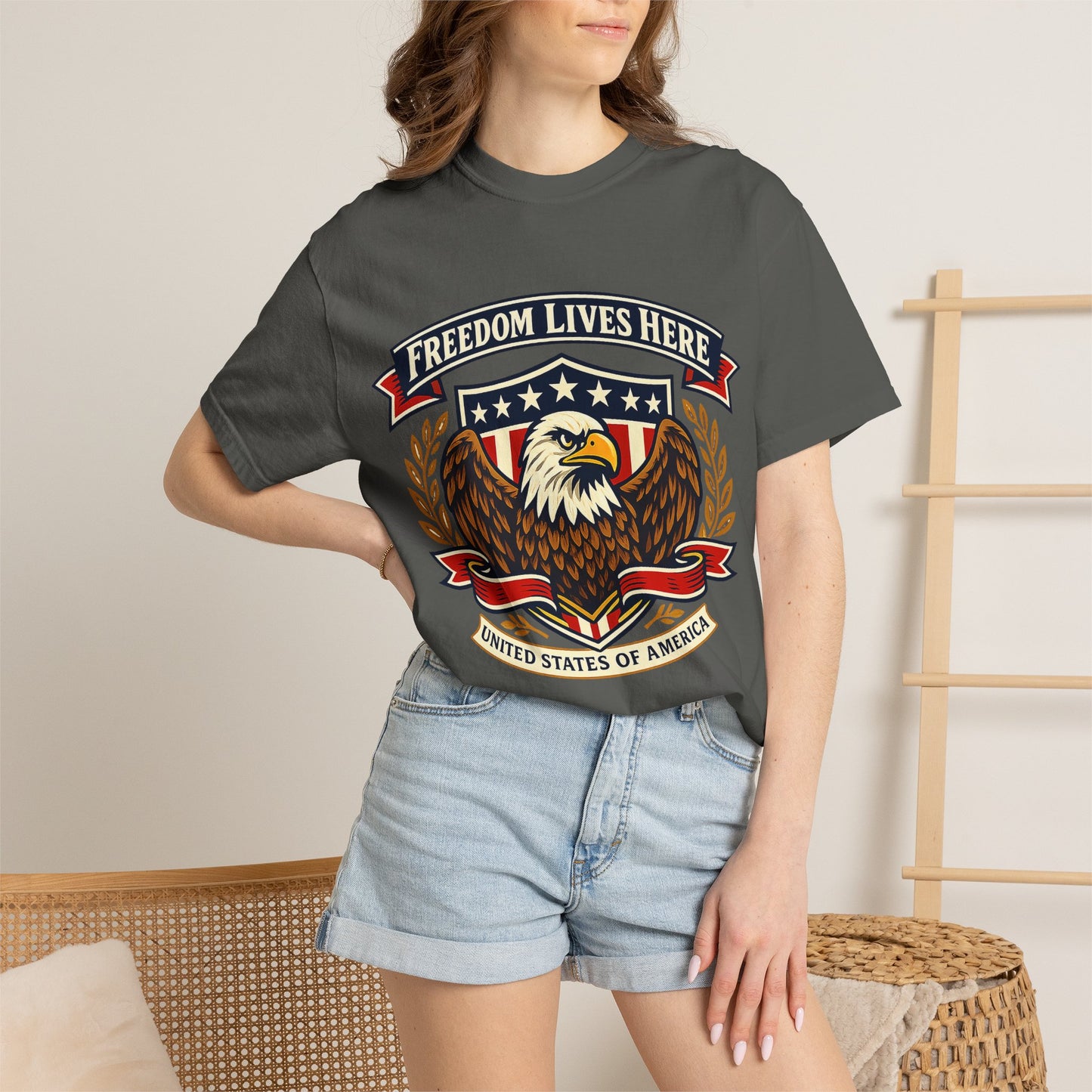 Freedom Lives Here Eagle T-Shirt — Patriotic USA Graphic Tee