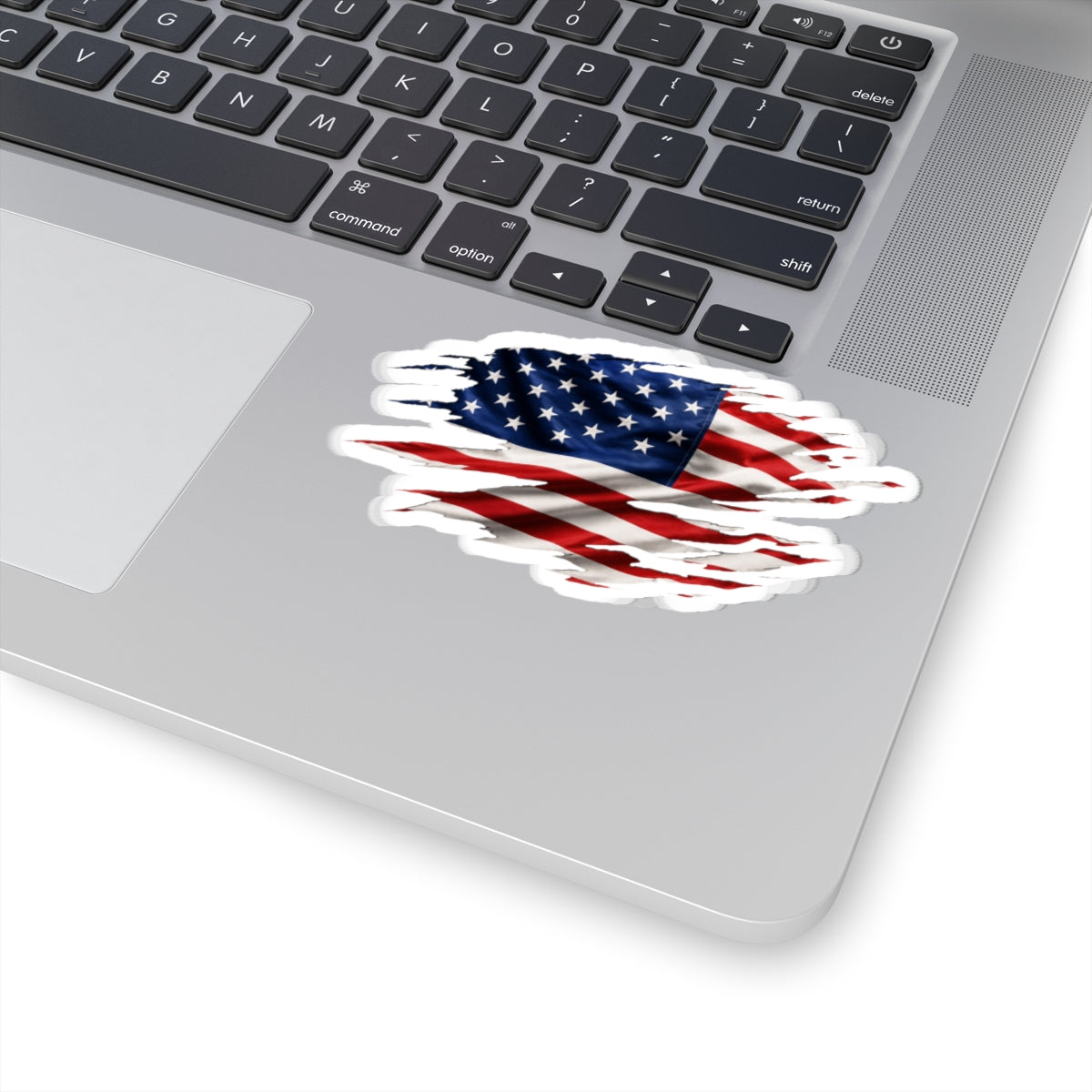 American Flag Torn-Brush Kiss-Cut Sticker — Patriotic USA Decal for Laptops, Water Bottles & Cars
