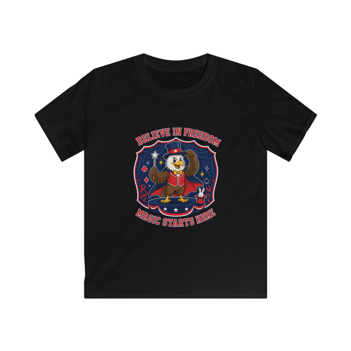 Kids Tee — "Believe in Magic" Eagle Magician Graphic