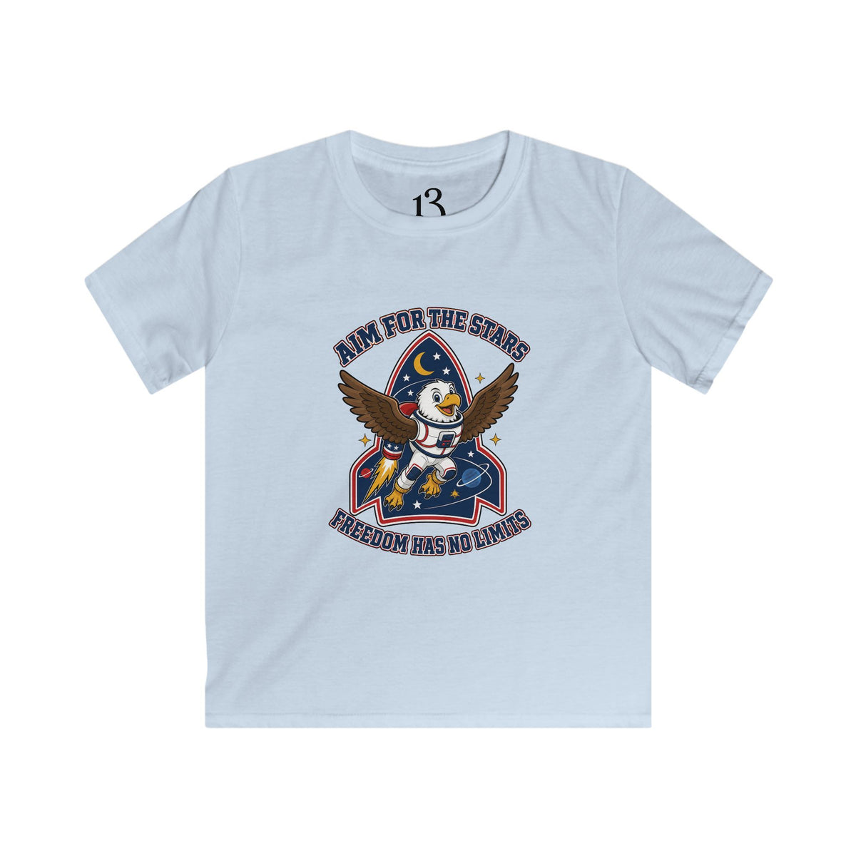 Kids Tee — 'Aim for the Stars' Rocket Eagle Graphic Shirt