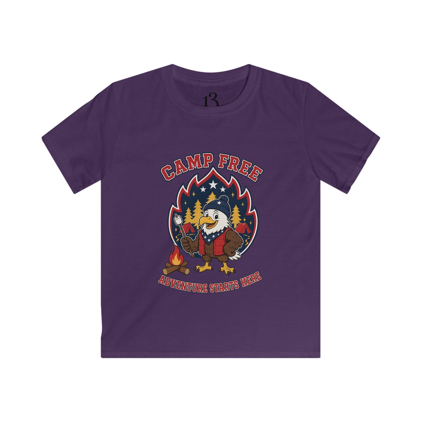 Kids Tee - "Camp Free" Eagle Camping Graphic Shirt for Outdoor-Loving Kids