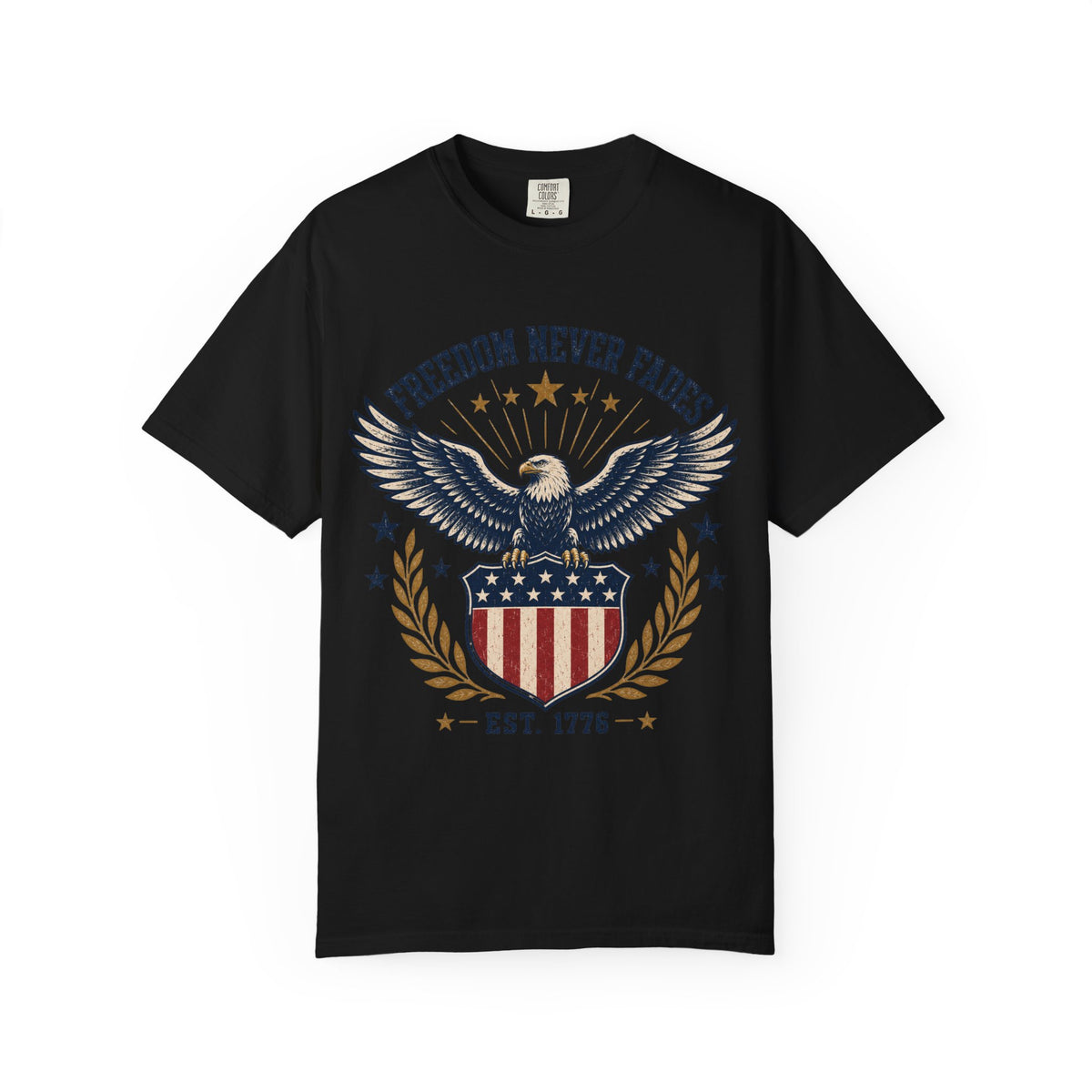 Patriotic Eagle T-Shirt — "Freedom Never Fades" (Est. 1776)