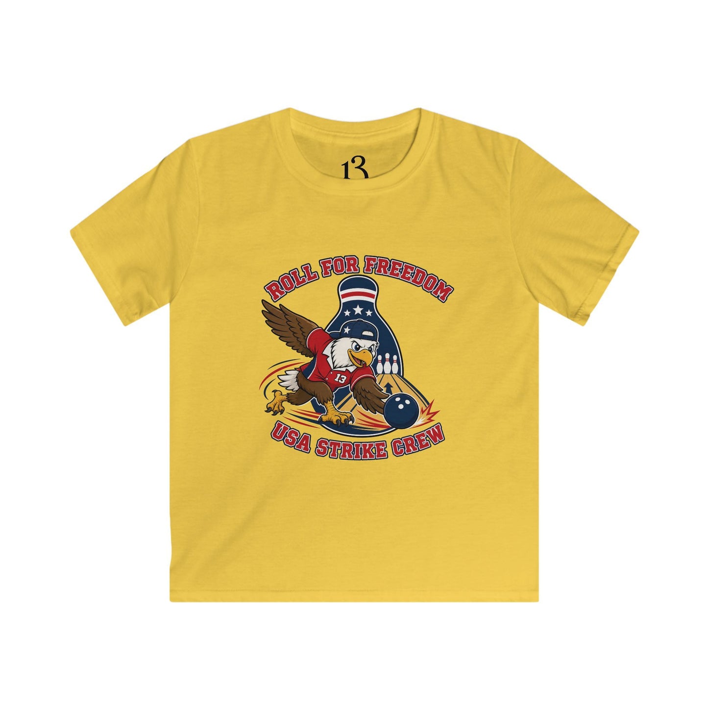 Kids Tee - Bowling Eagle “Roll For Freedom” Patriotic Graphic