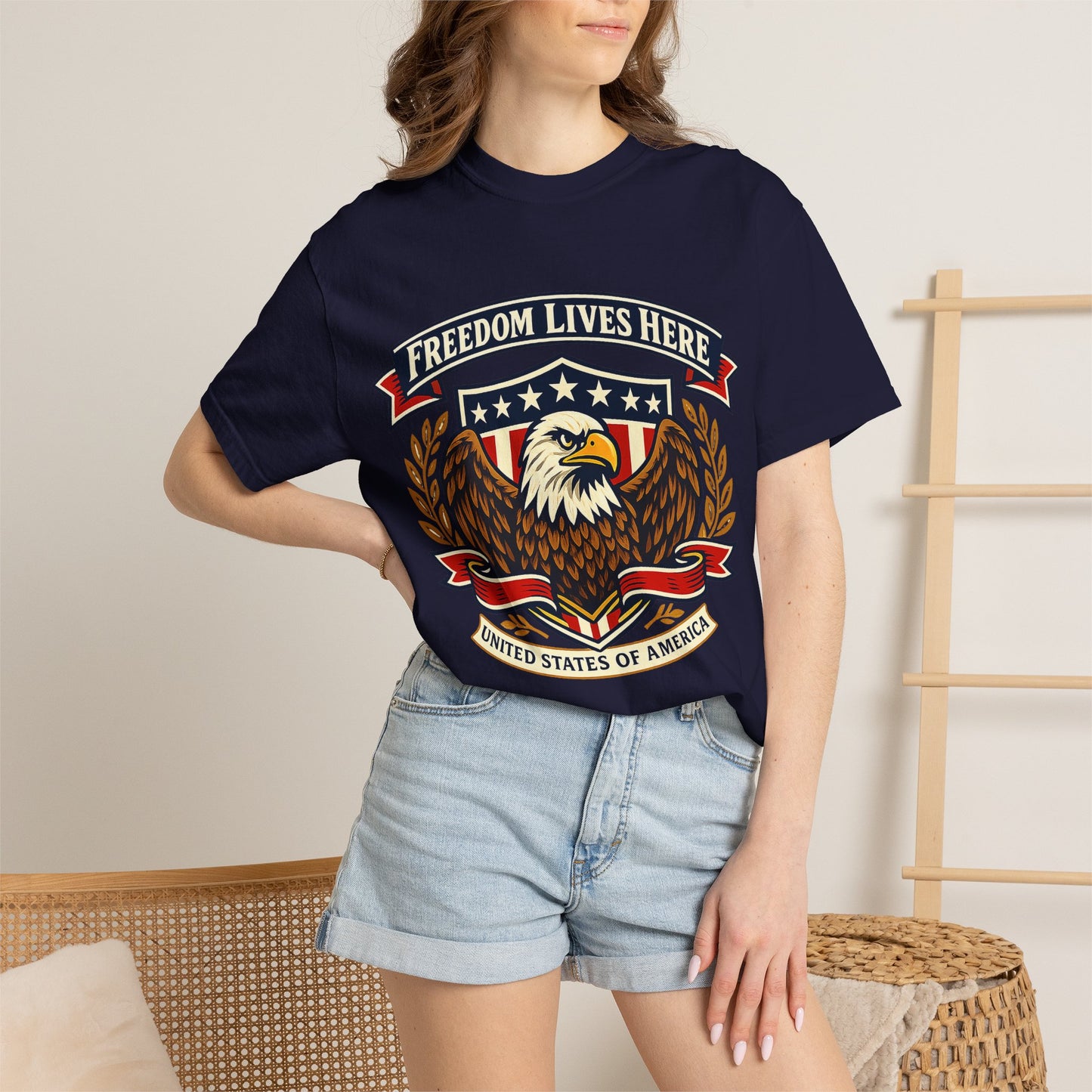 Freedom Lives Here Eagle T-Shirt — Patriotic USA Graphic Tee