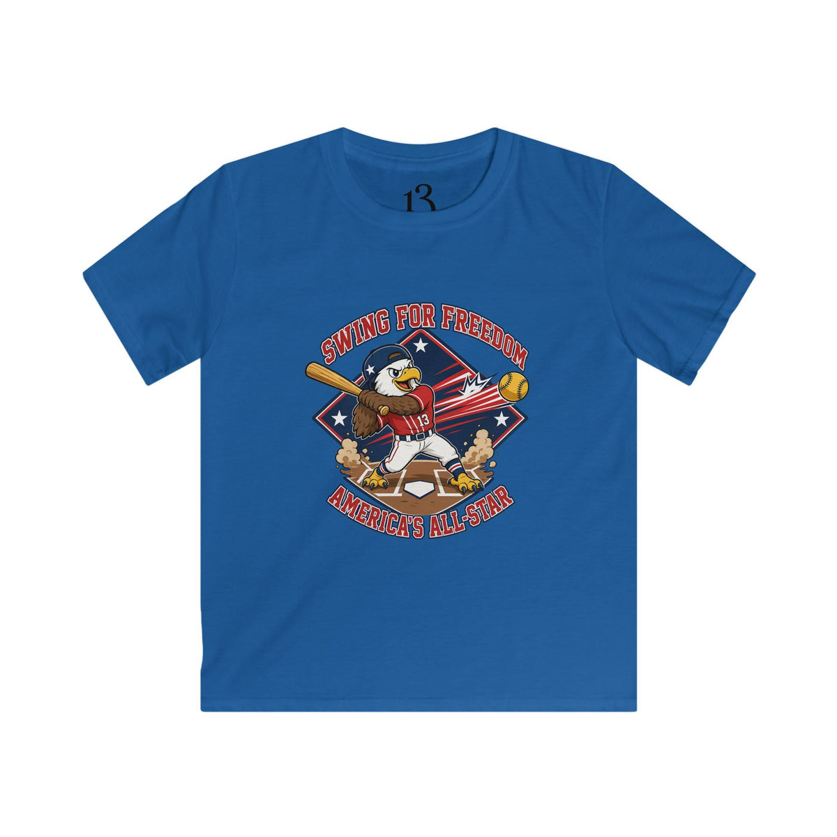 Kids Tee - "Swinging for Freedom" Patriotic Baseball Eagle Design
