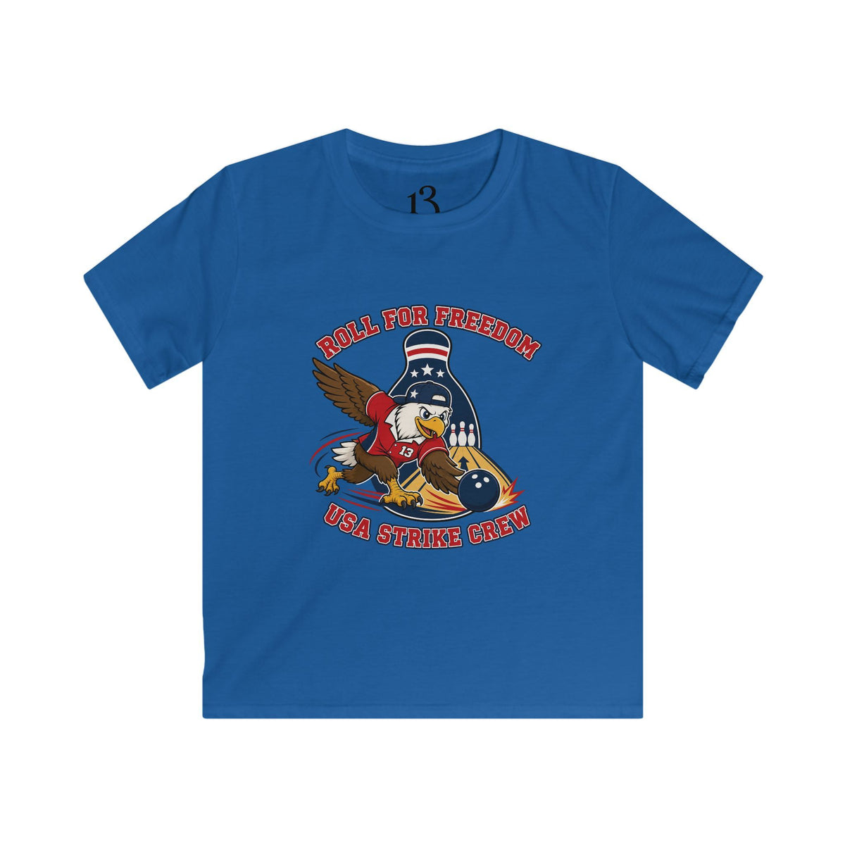 Kids Tee - Bowling Eagle “Roll For Freedom” Patriotic Graphic