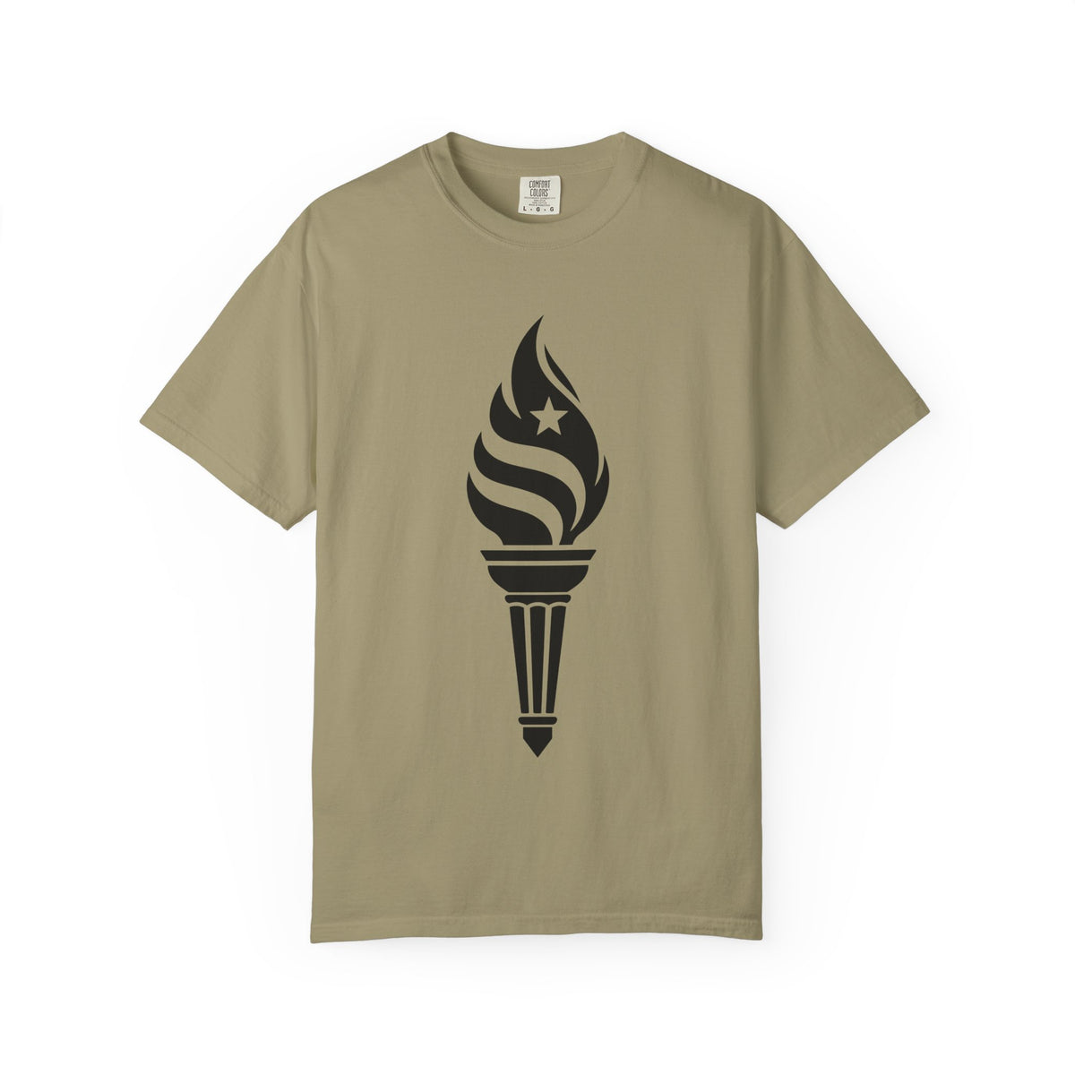 Liberty Torch T-Shirt — Patriotic Flame Tee with Star Emblem
