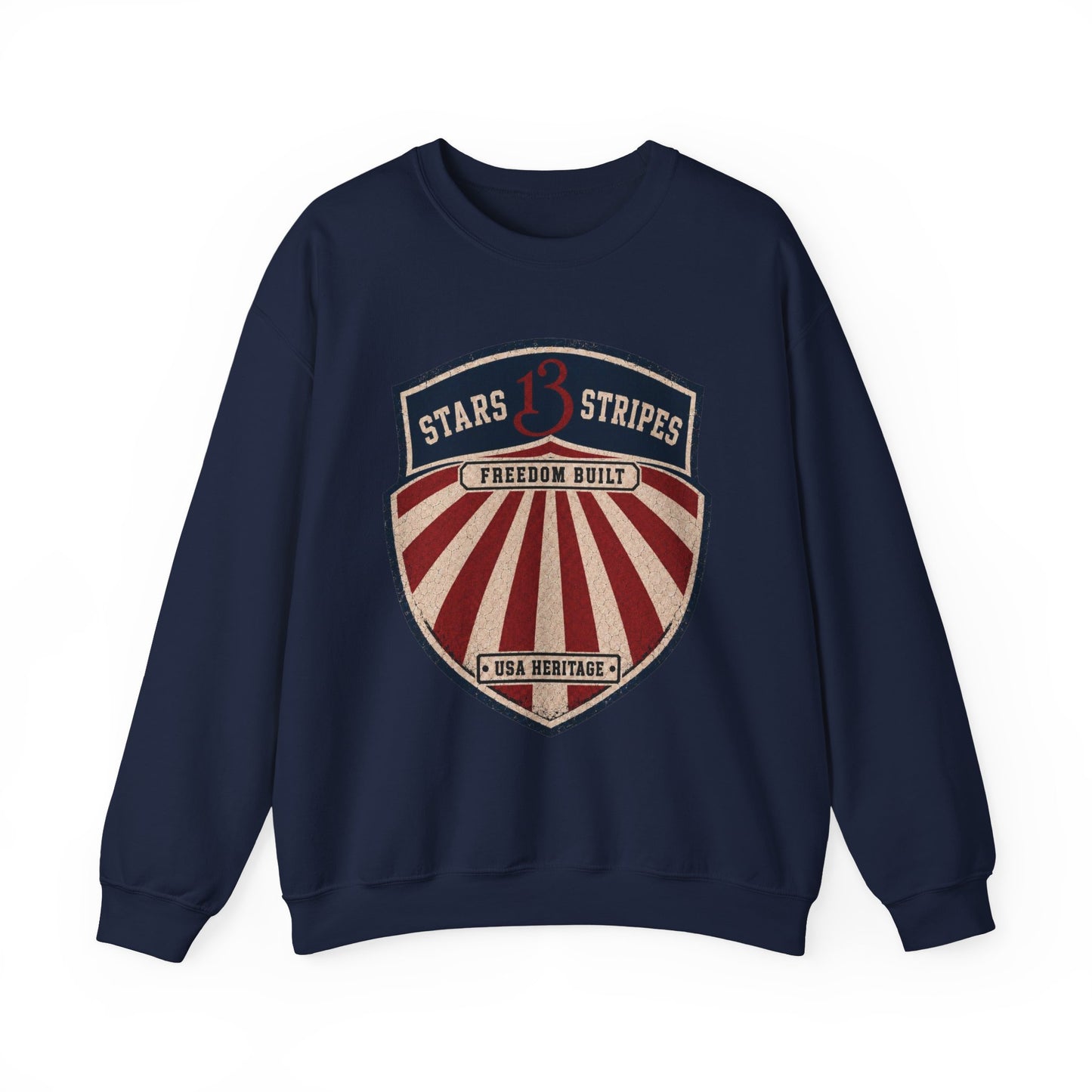 Crewneck Sweatshirt — Vintage 'Stars13stripeS' Patriot Shield
