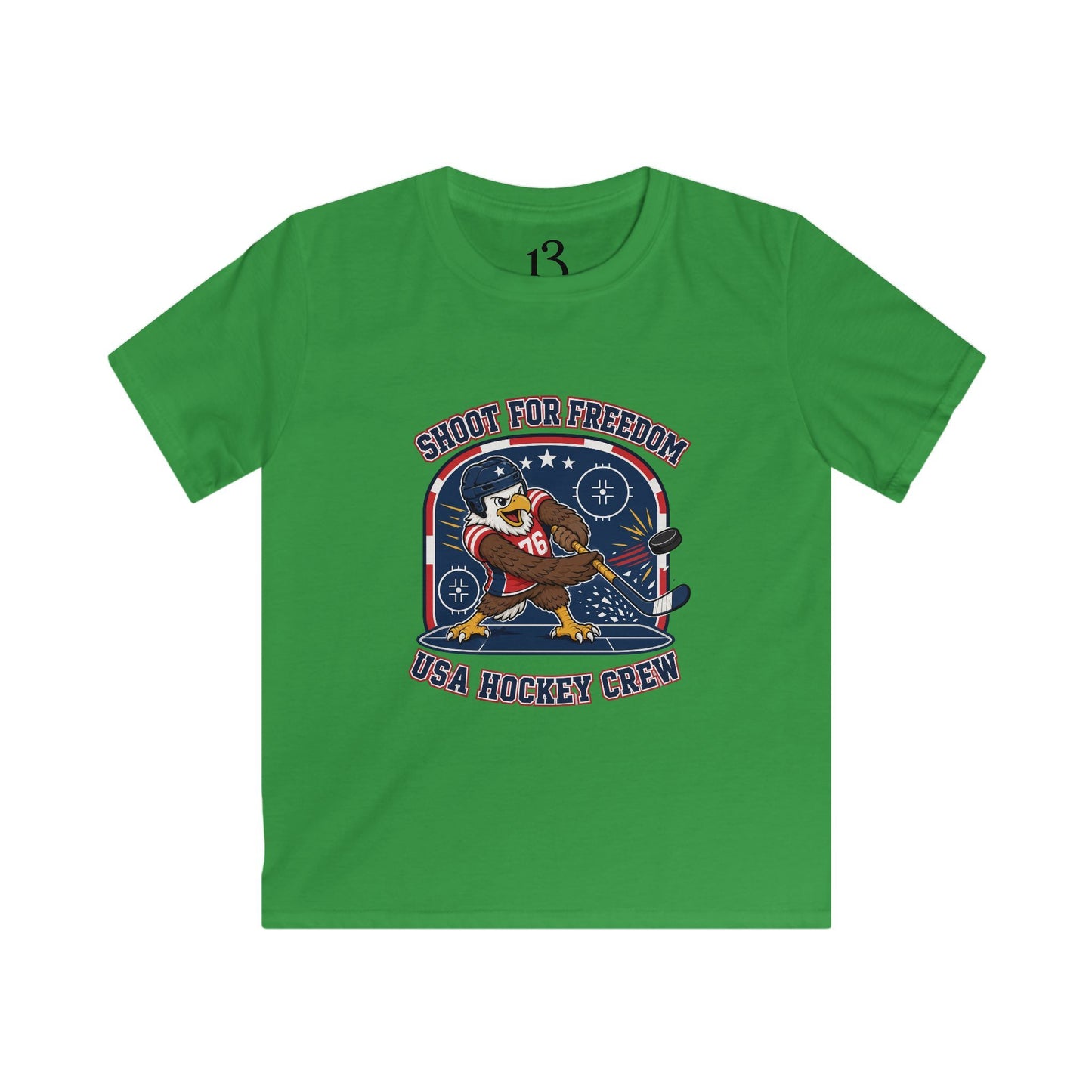 Kids Hockey Tee — "Shoot for Freedom" USA Hockey Crew Youth Shirt