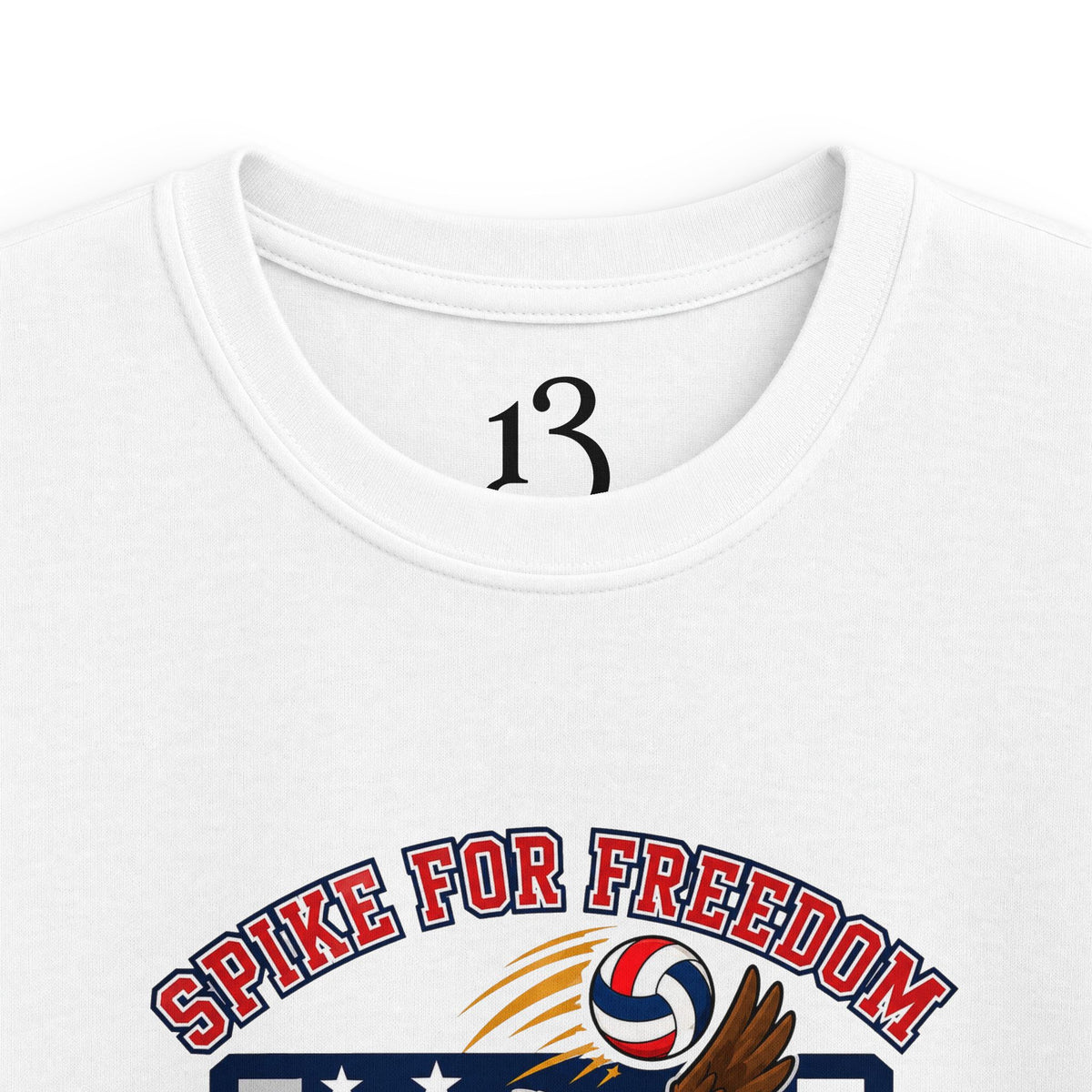 Kids Volleyball T‑Shirt — Eagle Playing Volleyball Graphic (Cheer For Victory)