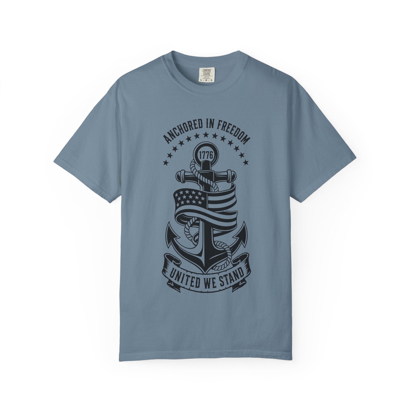 Anchored in Freedom T-Shirt — "United We Stand" Patriotic Anchor Tee