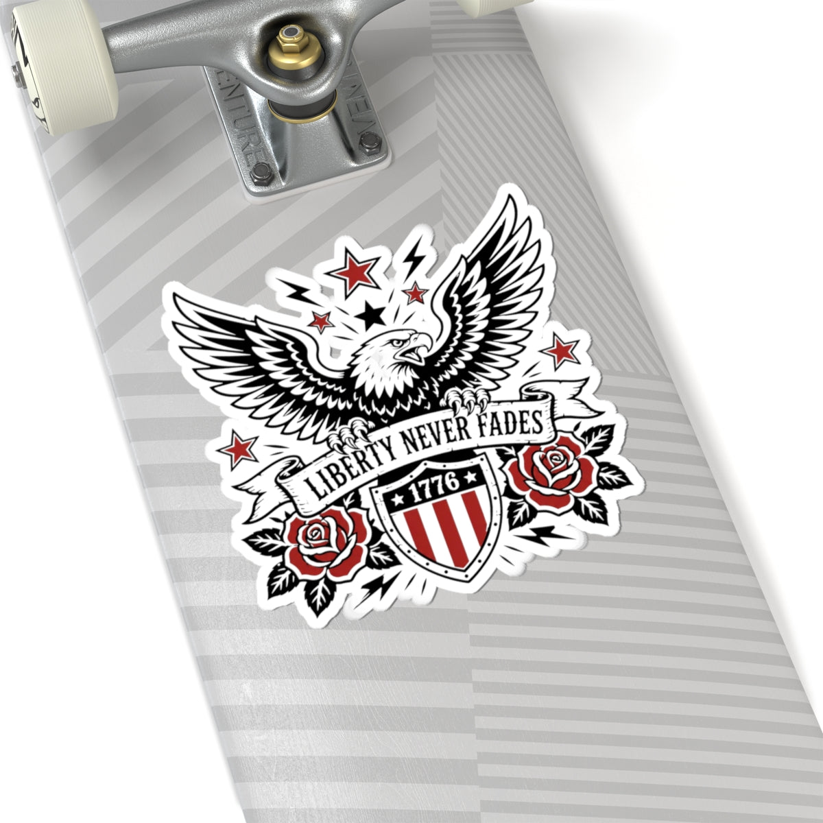Liberty Never Fades Eagle Sticker — Patriotic 1776 Shield Kiss-Cut Sticker