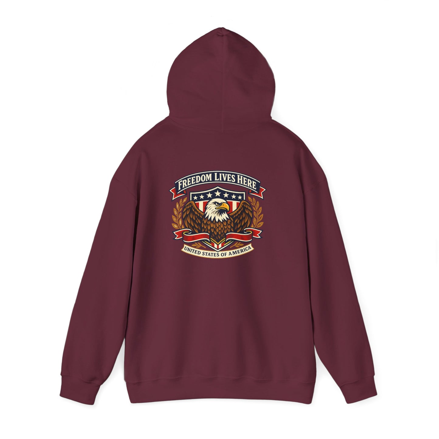 Patriotic Eagle Freedom Hoodie — USA Crest Back Design