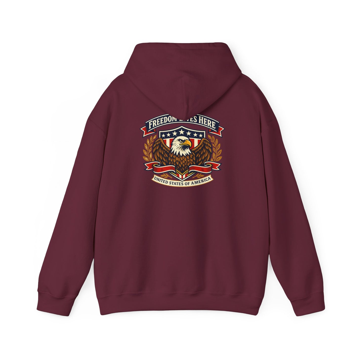 Patriotic Eagle Freedom Hoodie — USA Crest Back Design