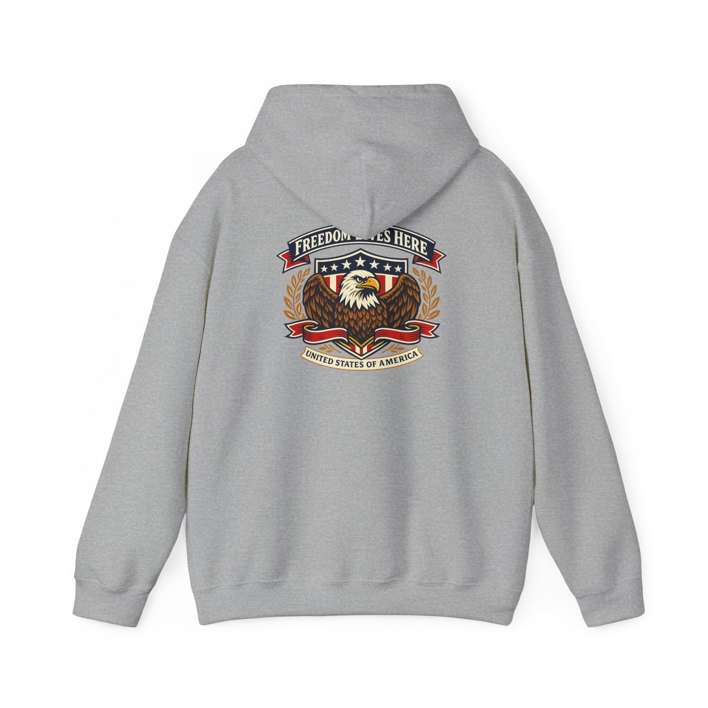 Patriotic Eagle Freedom Hoodie — USA Crest Back Design