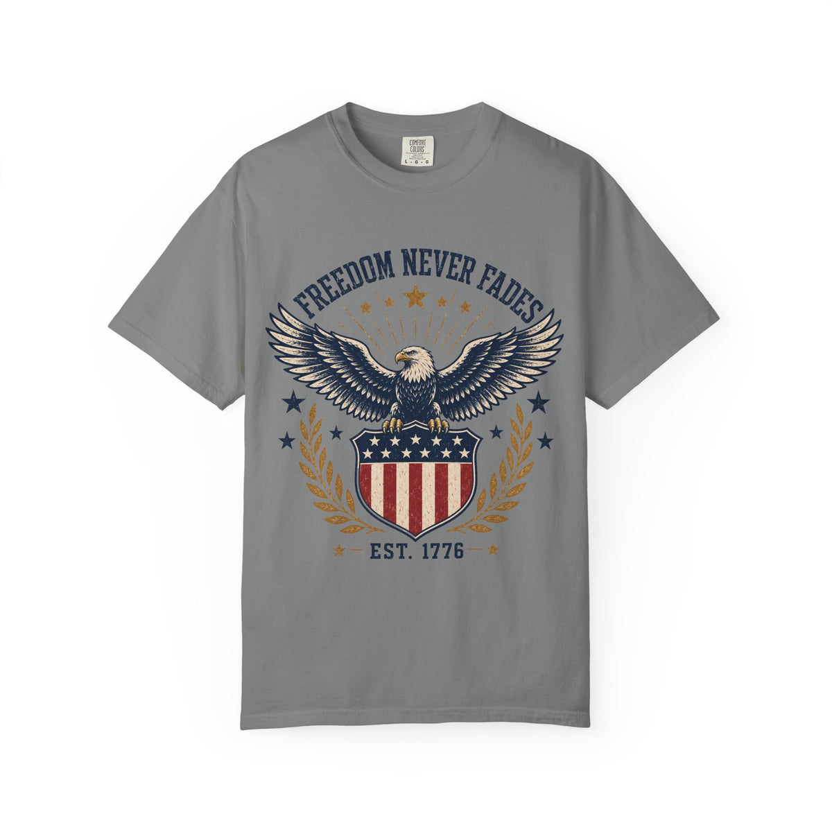 Patriotic Eagle T-Shirt — "Freedom Never Fades" (Est. 1776)