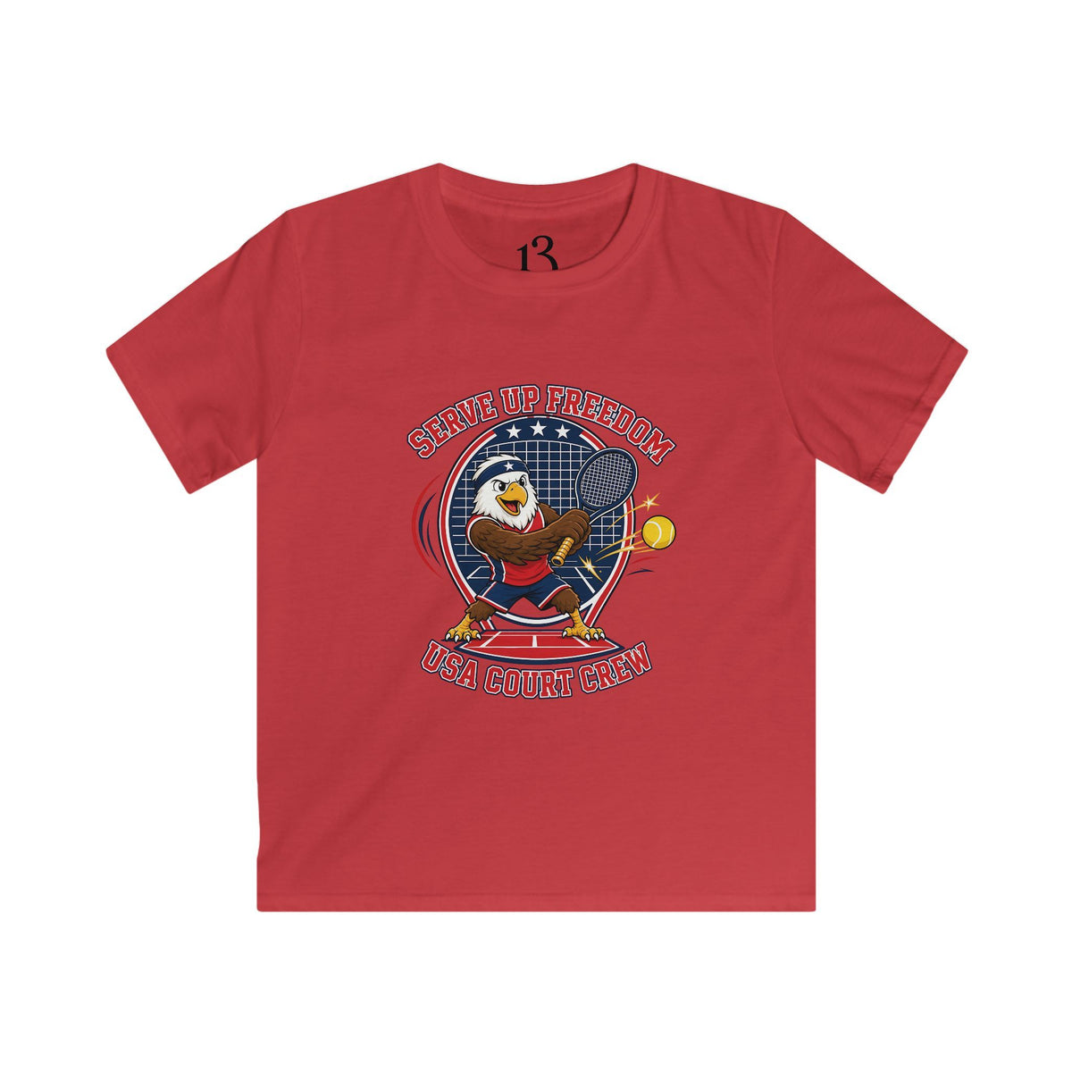 Kids Tee — 'Swing Up Freedom' Tennis Graphic Youth Shirt