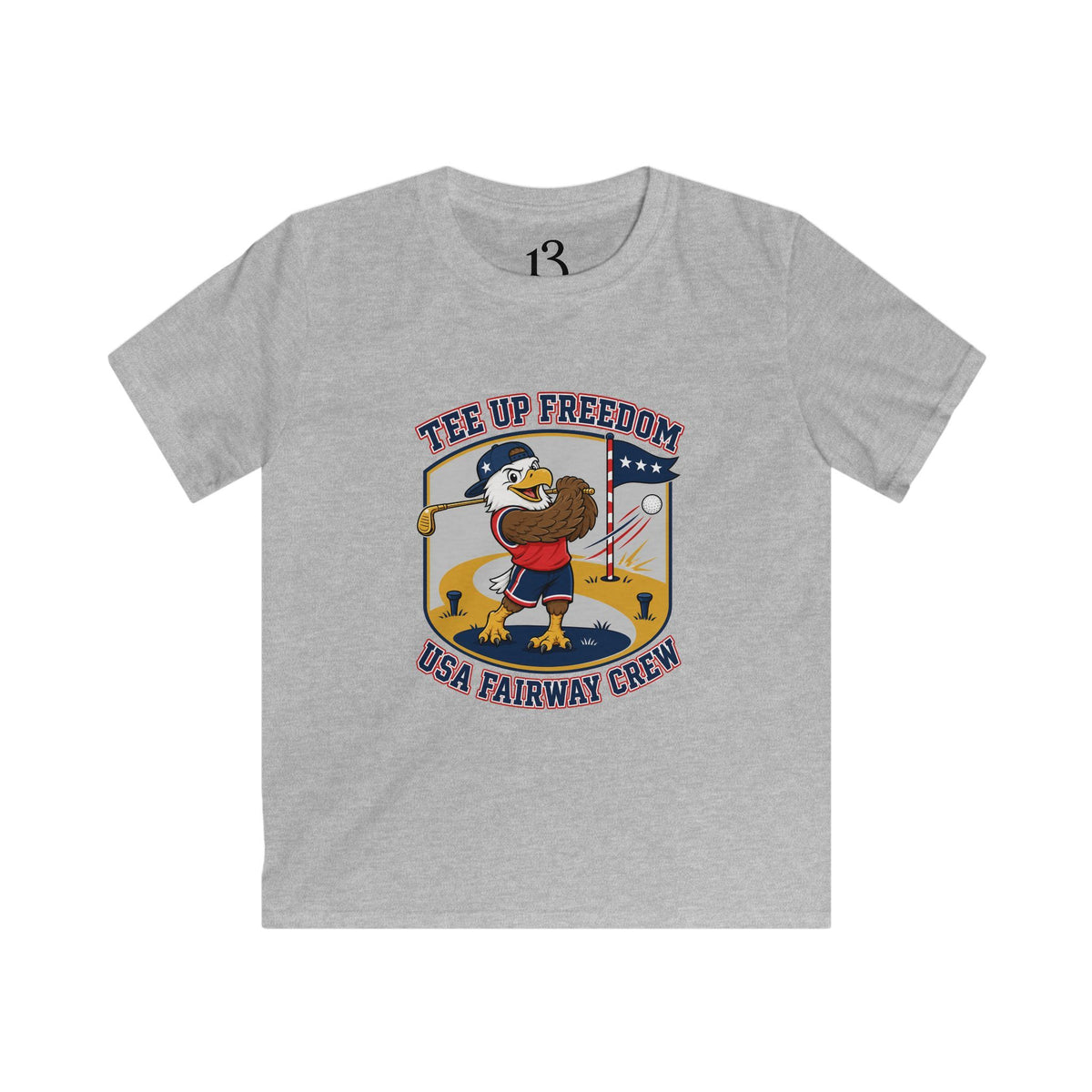 Kids T-Shirt - 'Tee Up Freedom' USA Fairway Crew Golf Graphic Tee for Boys