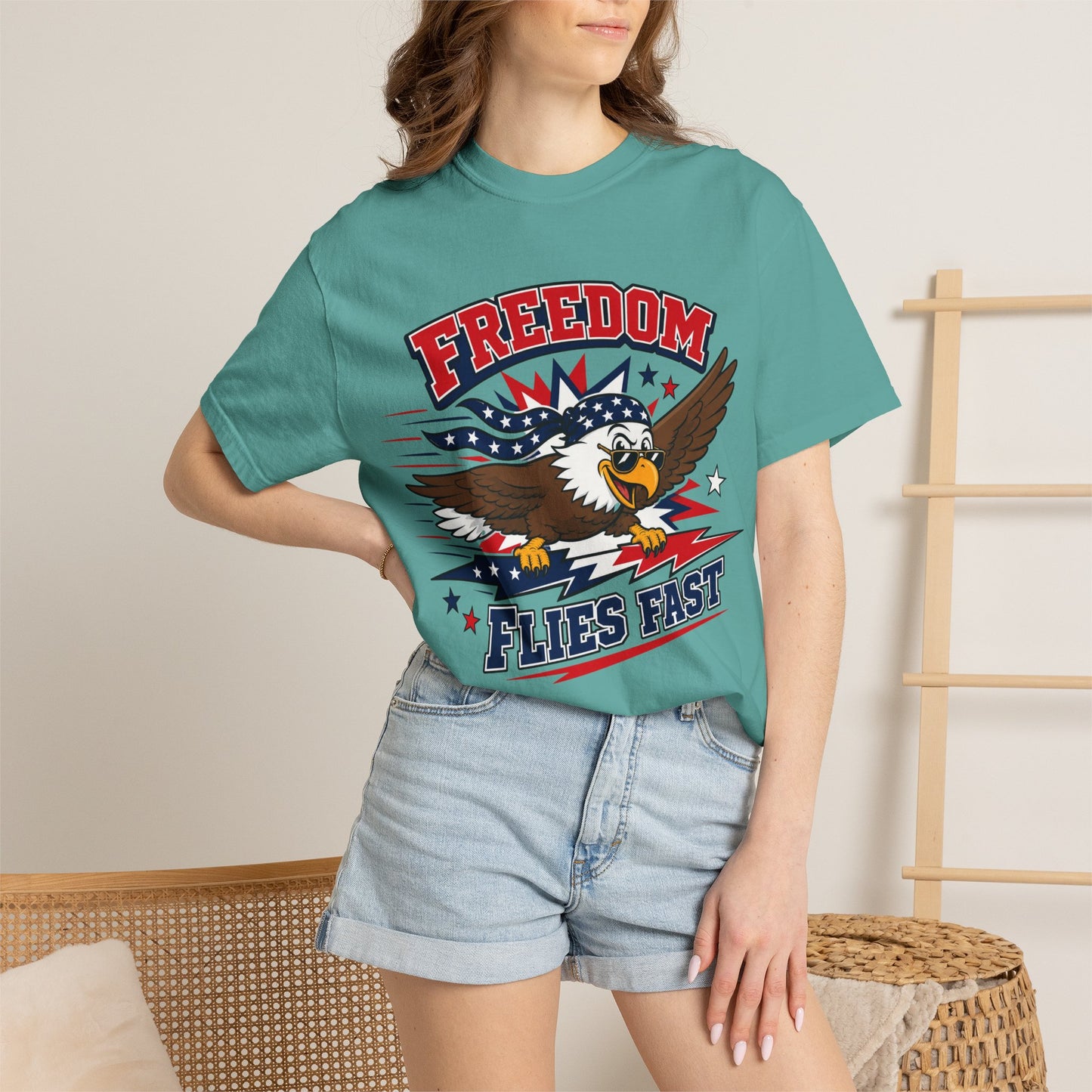 Freedom Flies Fast T-Shirt — Patriotic Eagle Graphic Tee