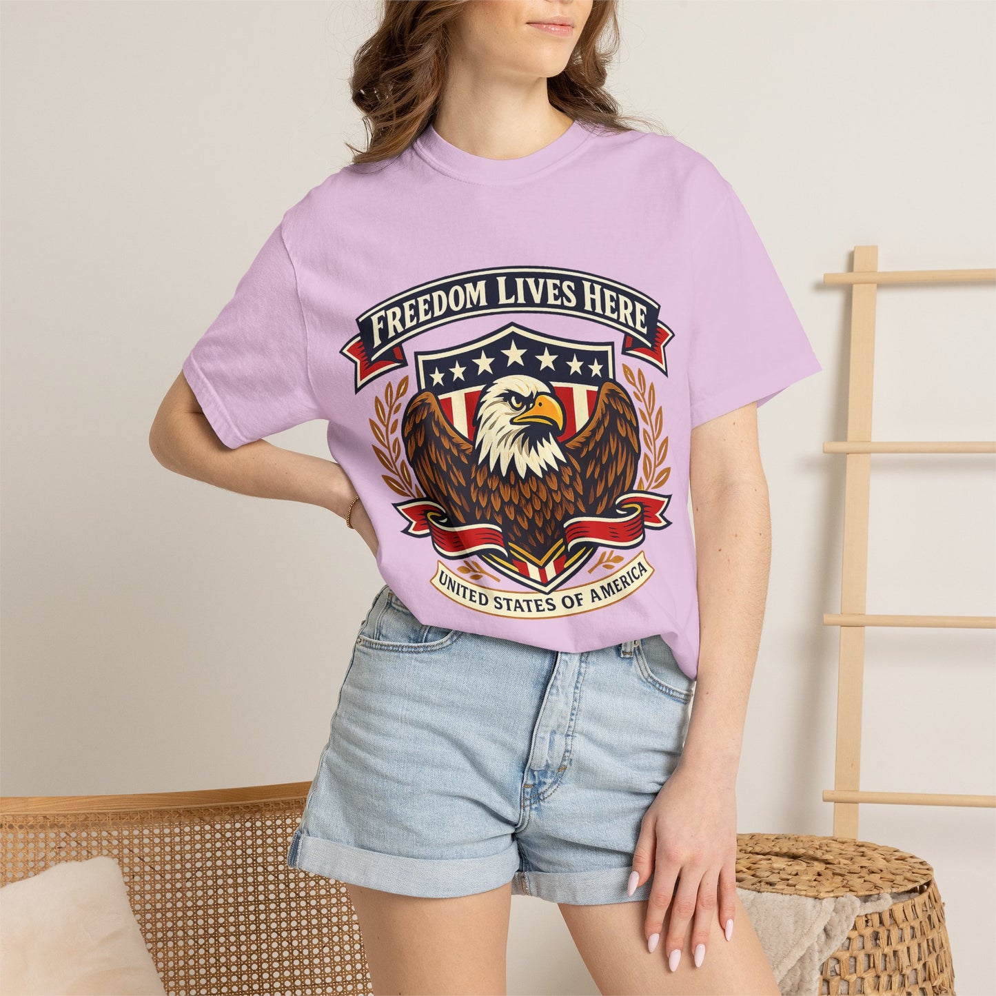 Freedom Lives Here Eagle T-Shirt — Patriotic USA Graphic Tee
