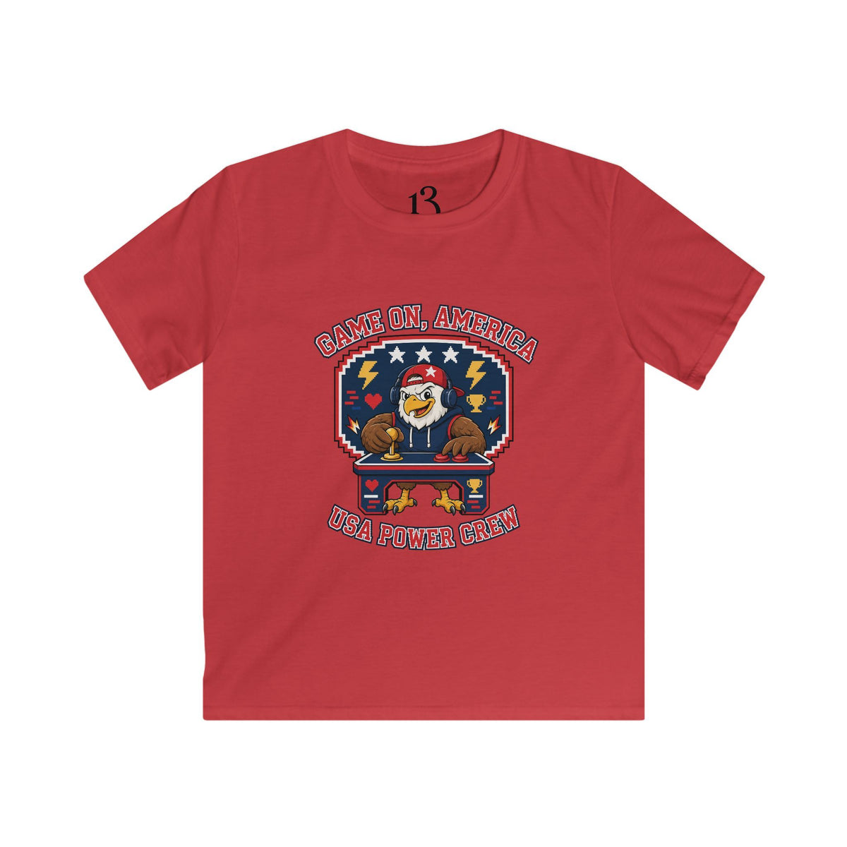 Kids Tee — 'Game On, America' Eagle Arcade Graphic Shirt